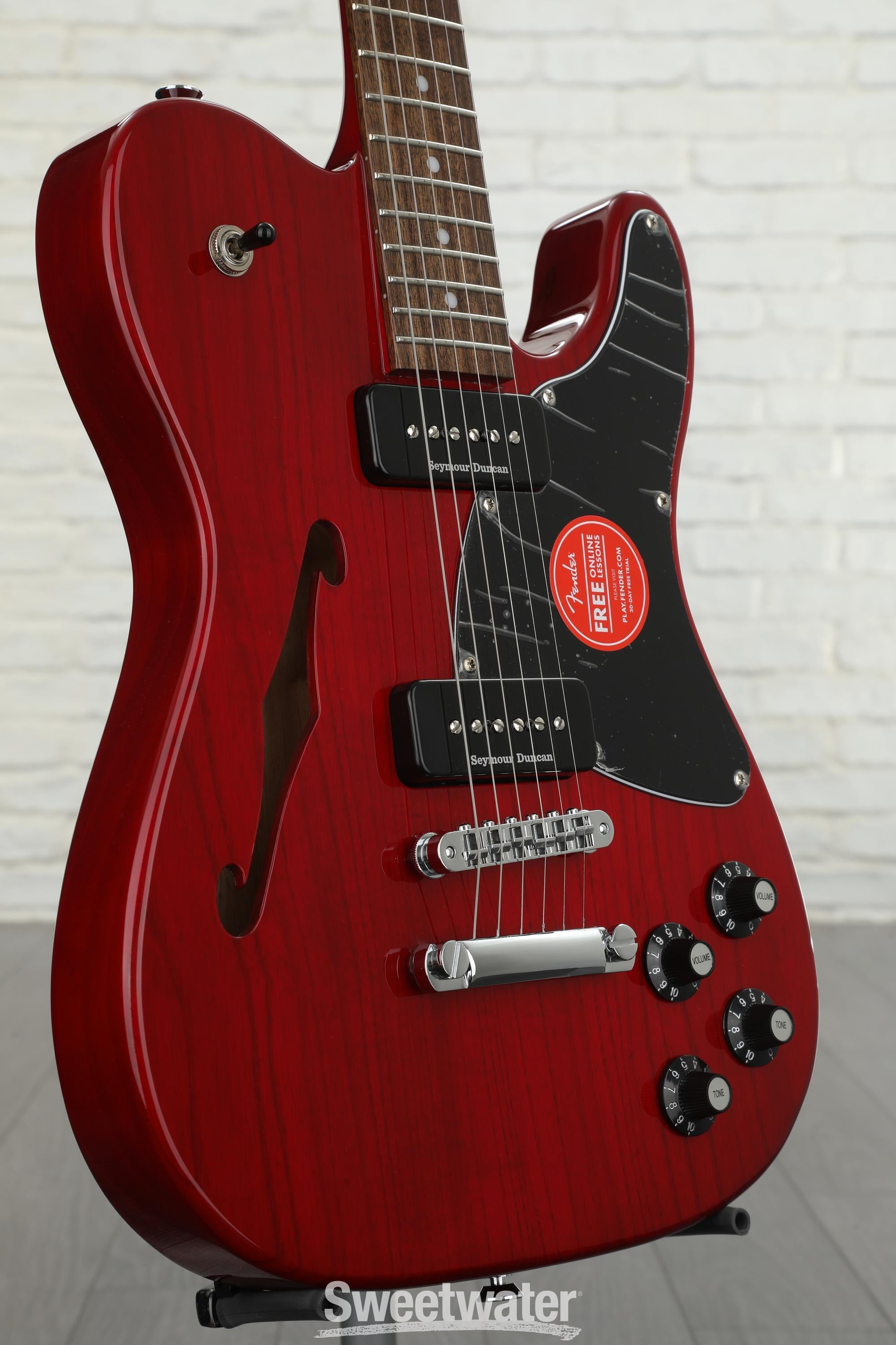 Fender Jim Adkins JA-90 Telecaster Thinline Semi-hollowbody Electric Guitar  - Crimson Transparent with Indian Laurel Fingerboard