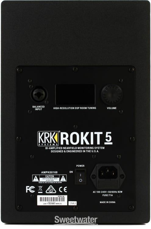 KRK RP5 Rokit 5 G4 Professional Bi-Amp 5 Powered Studio Monitor Pair, Black