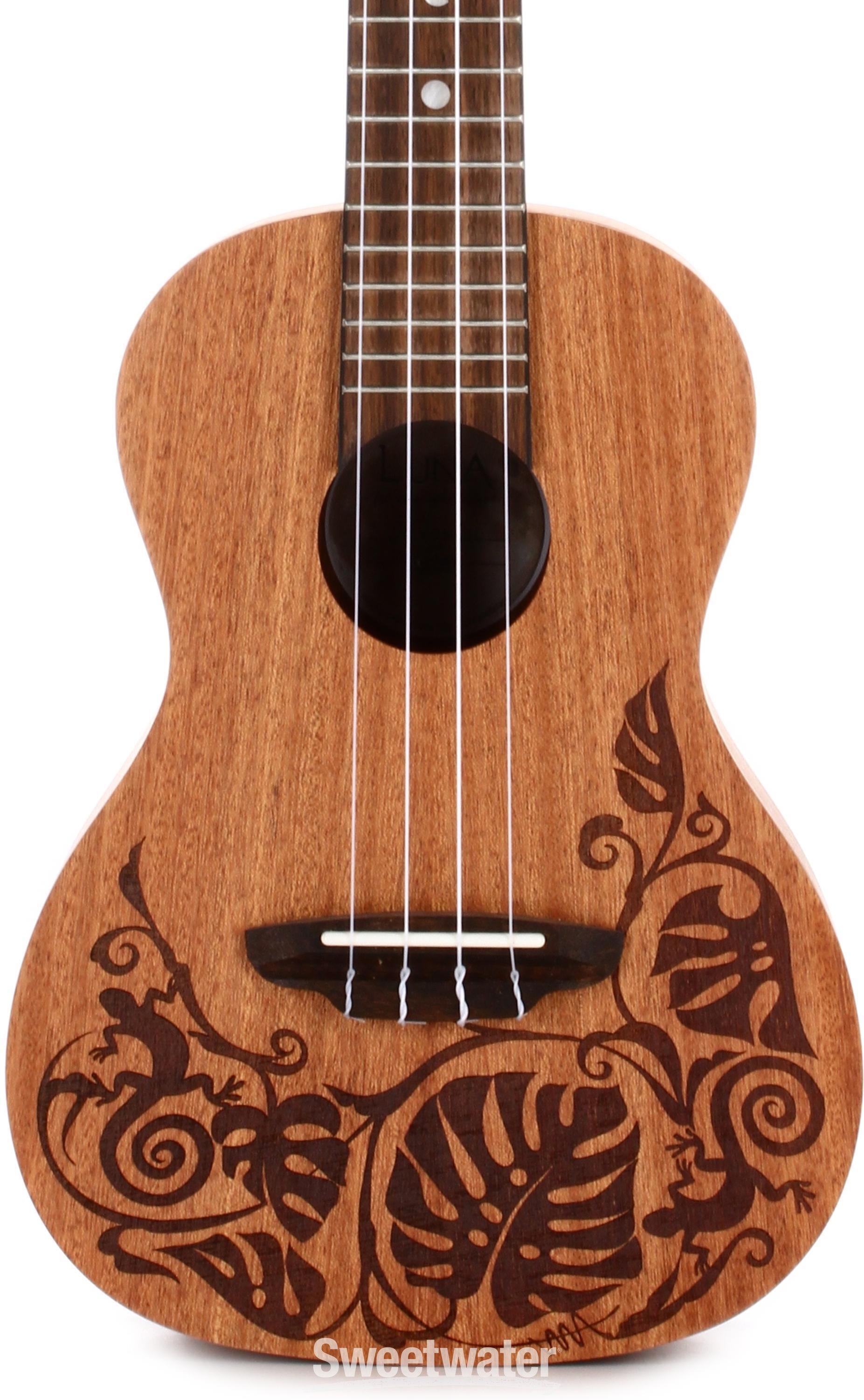 Luna Lizard Mahogany Concert Left handed Ukulele Satin Natural