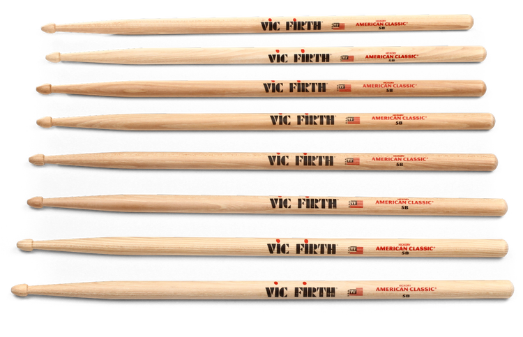 Vic Firth American Classic 4 for 3 Drumstick Pack - 5B - Wood Tip