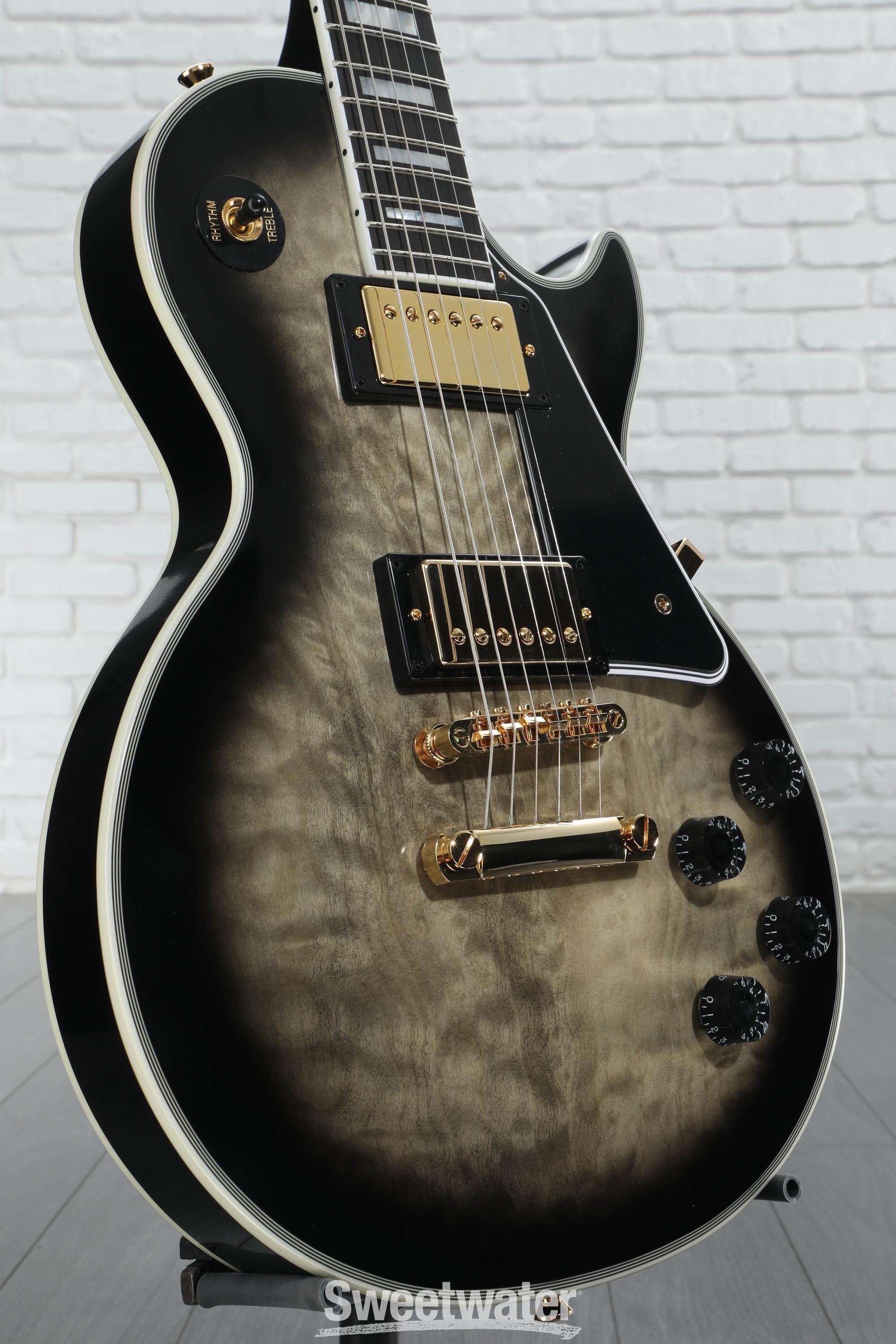 Epiphone Les Paul Custom Quilt Electric Guitar - Cobra Burst