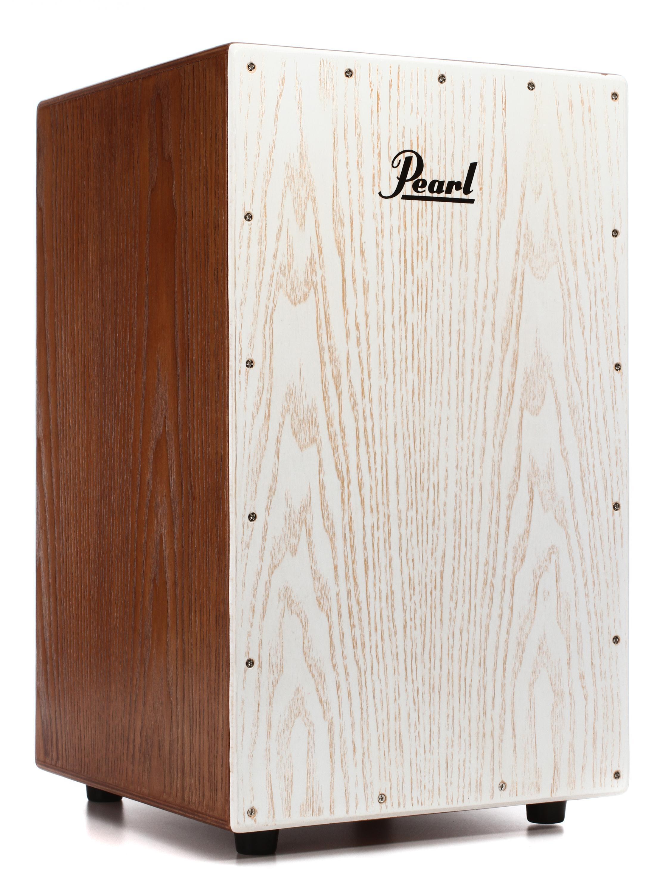 Pearl Ash Cajon with Bag - Brown Lacquer w/White Faceplate