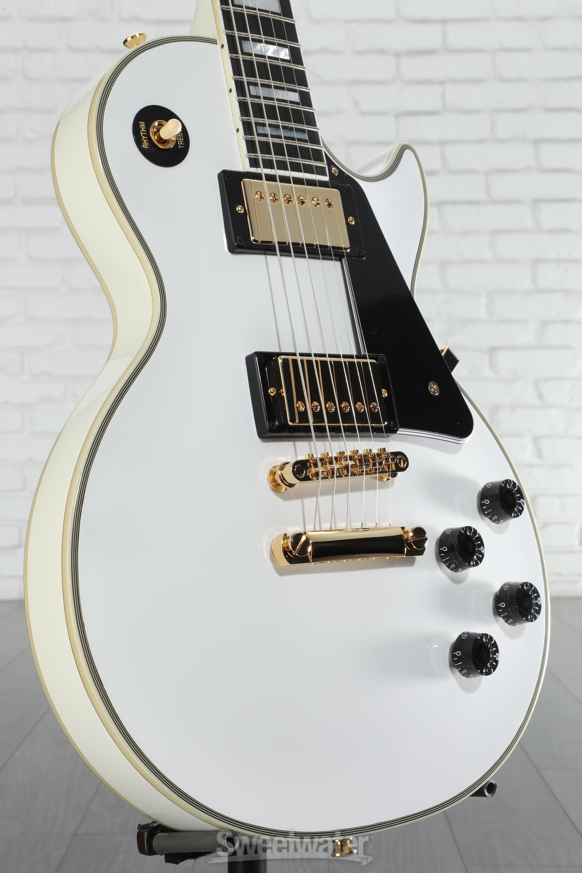 ギター Epiphone Les Paul Custom Pro White Epiphone Les Paul Custom Pro Electric Guitar - Alpine White