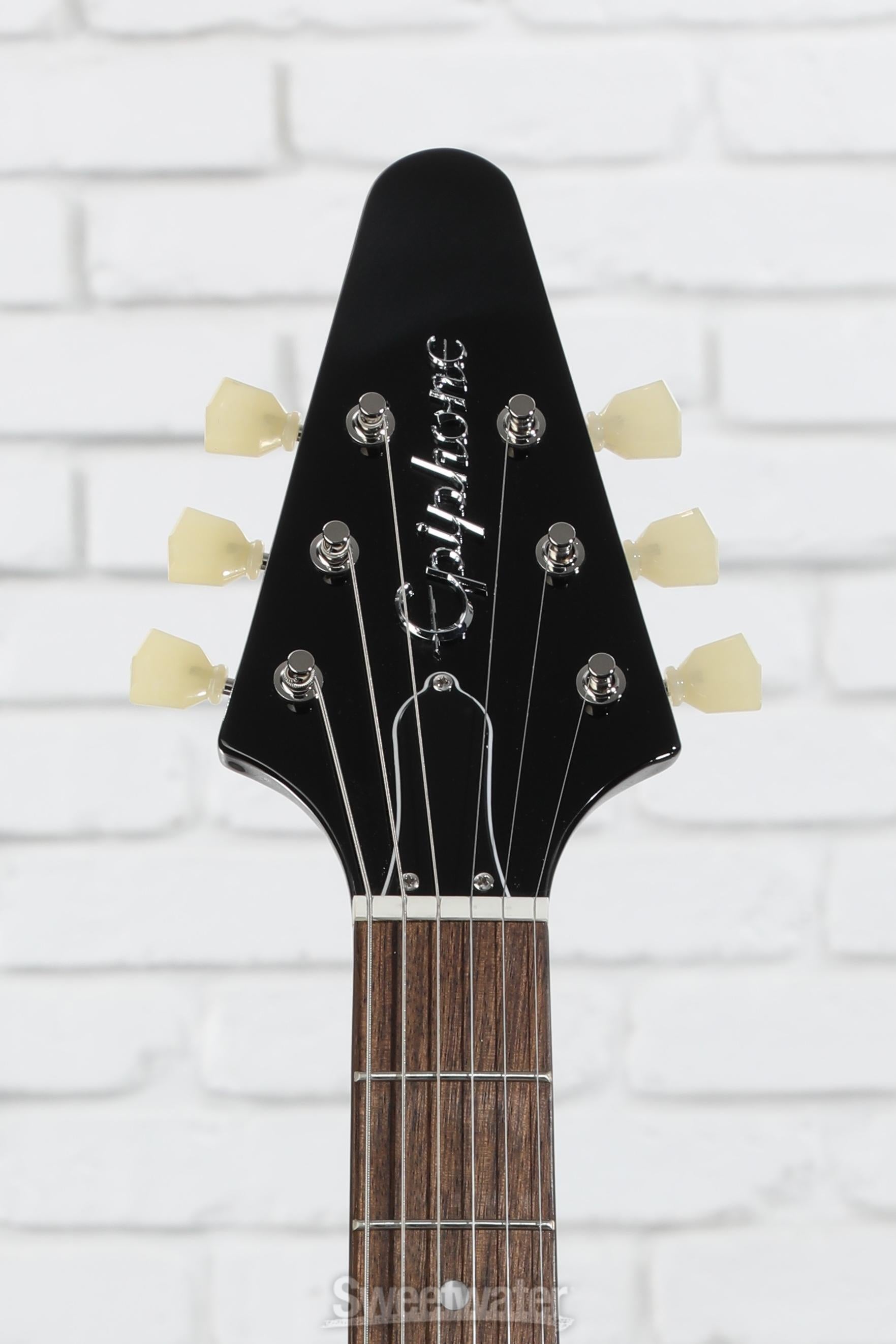 EPIPHONE ( エピフォン ) Flying V Ebony Epiphone Flying V Electric Guitar - Ebony | Sweetwater