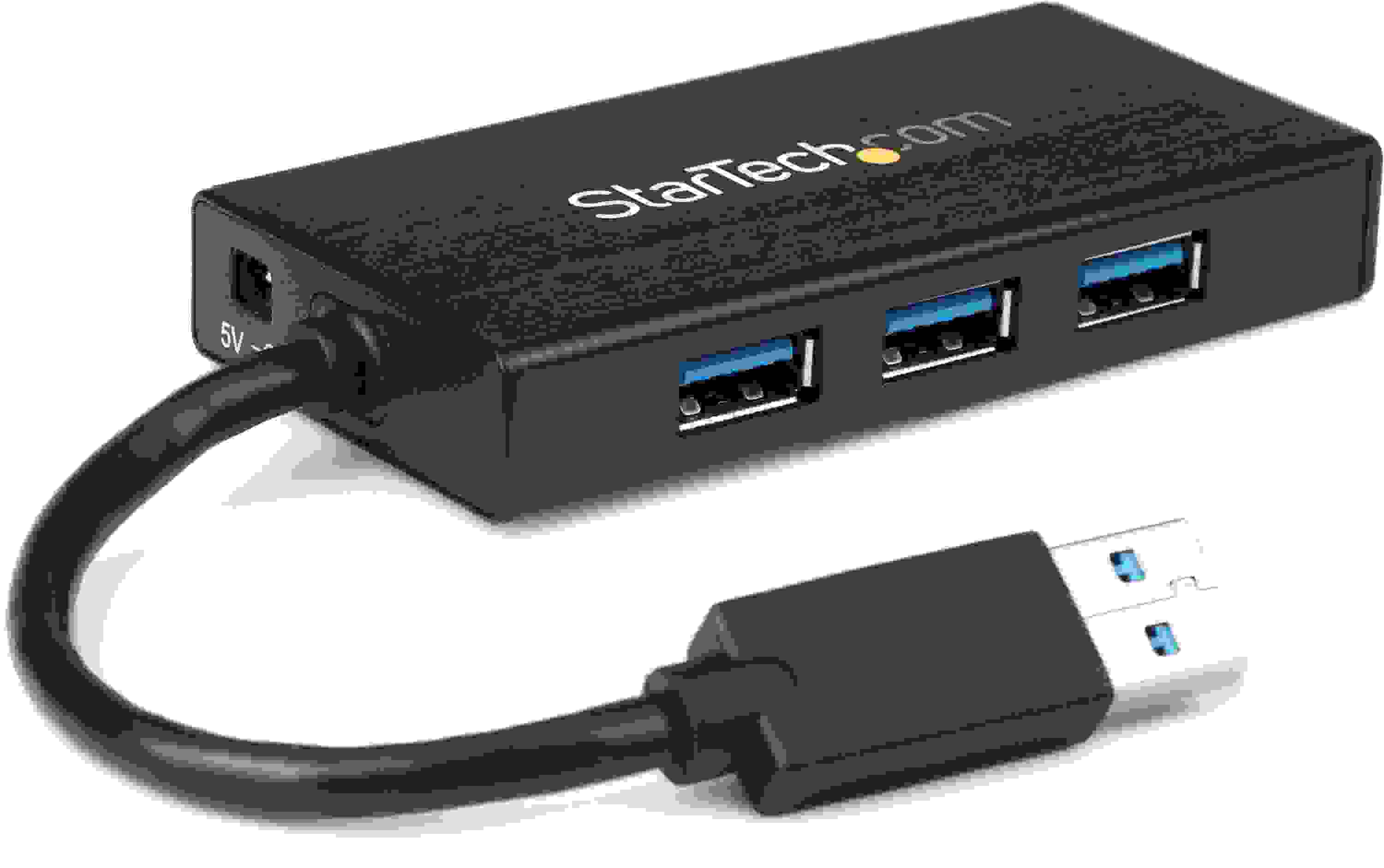StarTech.com ST3300GU3B 3-Port Portable USB 3.0 Hub plus Gigabit Ethernet - Aluminum with Built-in Cable