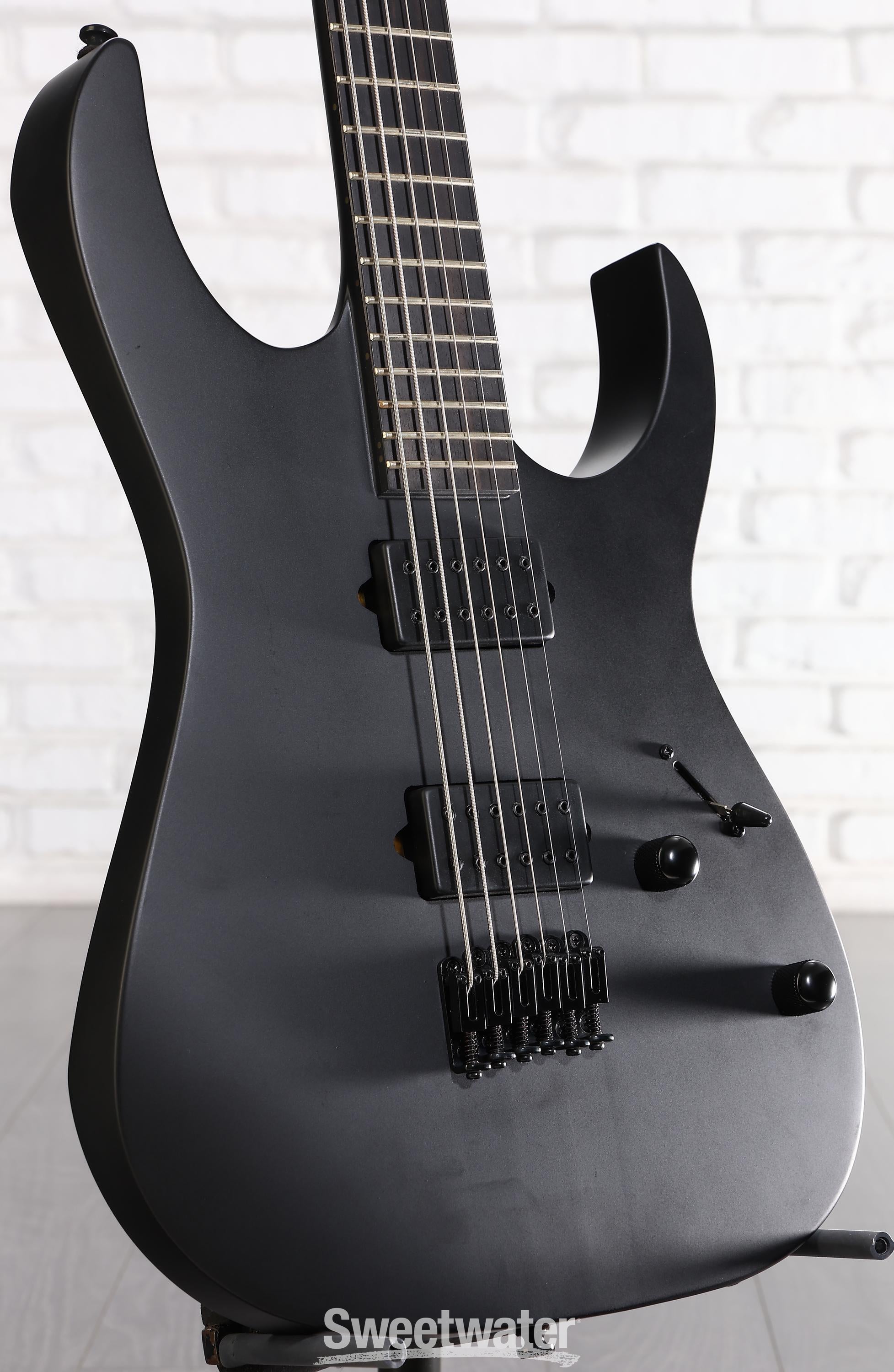 Photo of Ibanez Iron Label RGRTBB21 Baritone Electric Guitar - Black Flat