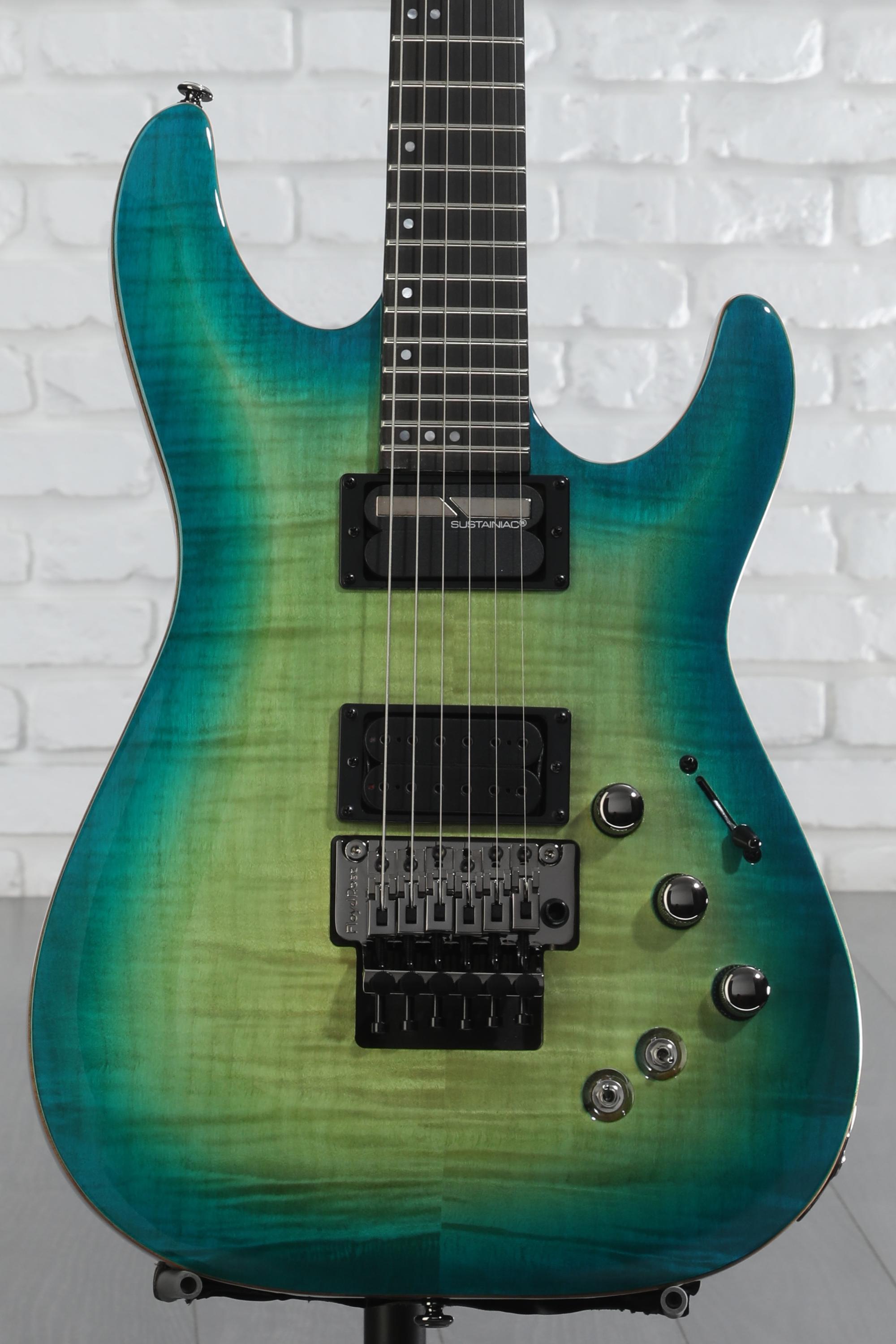 ギター SCHECTER BLACKJACK SLS C-1 FR Sustainiac Schecter C-1 FR S Blackjack - black Guitare électrique forme str