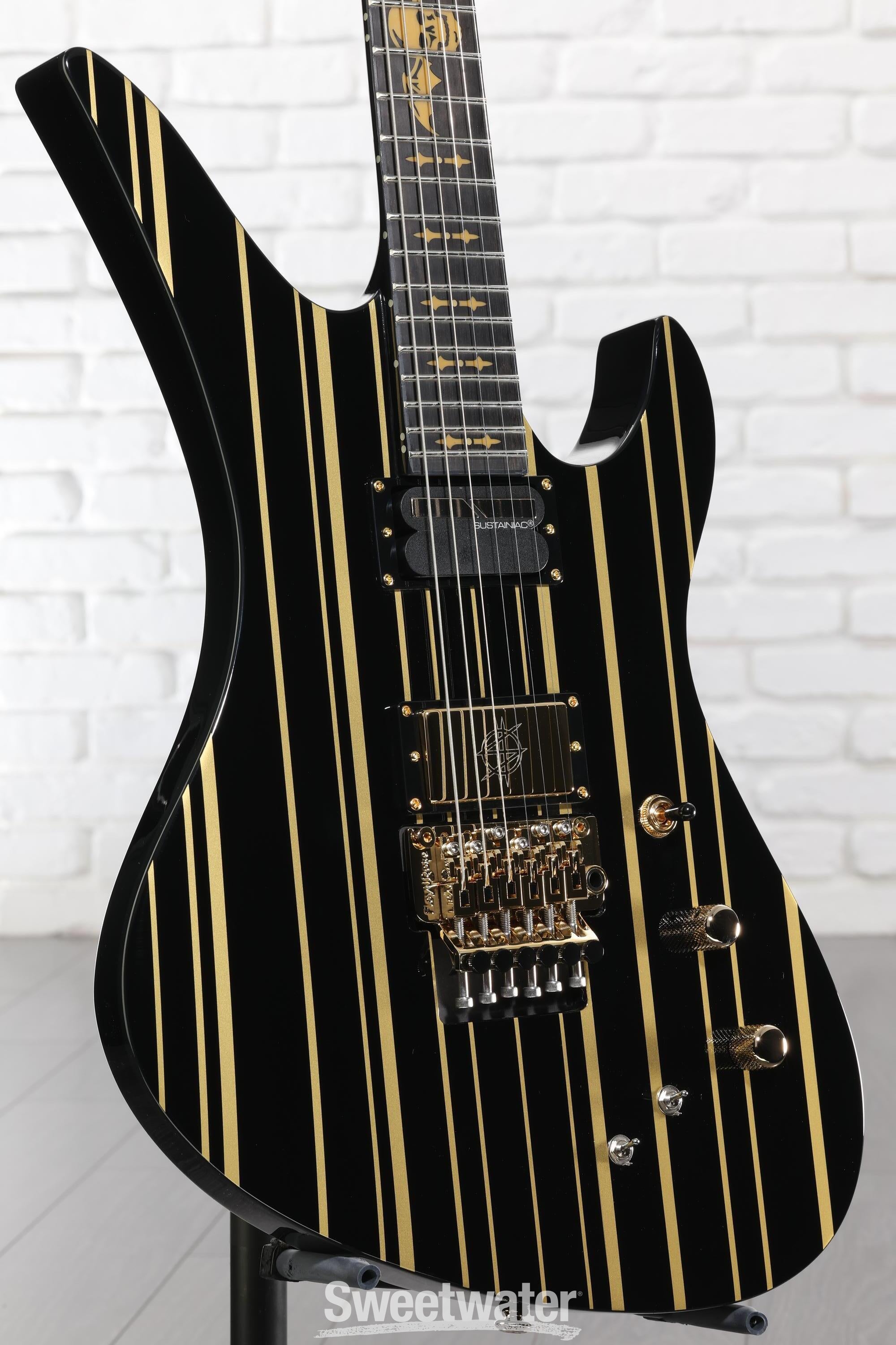 Photo of Schecter Synyster Gates Custom-S Electric Guitar - Black with Gold Stripes