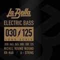 Photo of La Bella RX-N6B Rx Nickel Roundwound Bass Guitar Strings - .030-.125 Long Scale 6-string