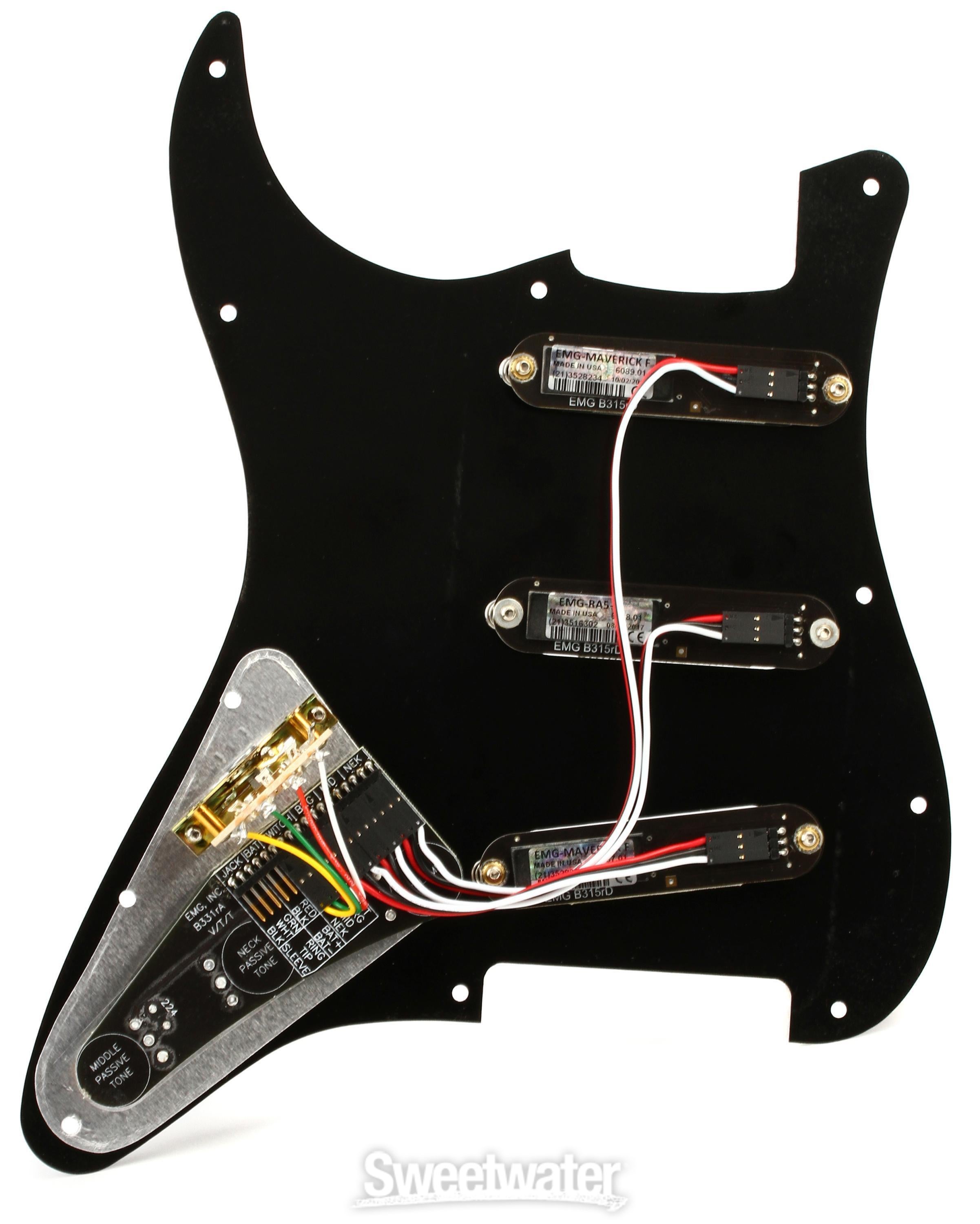 EMG RA-5 Pro Retro Active Strat Style Pre-wired Pickguard S/S/S - Black