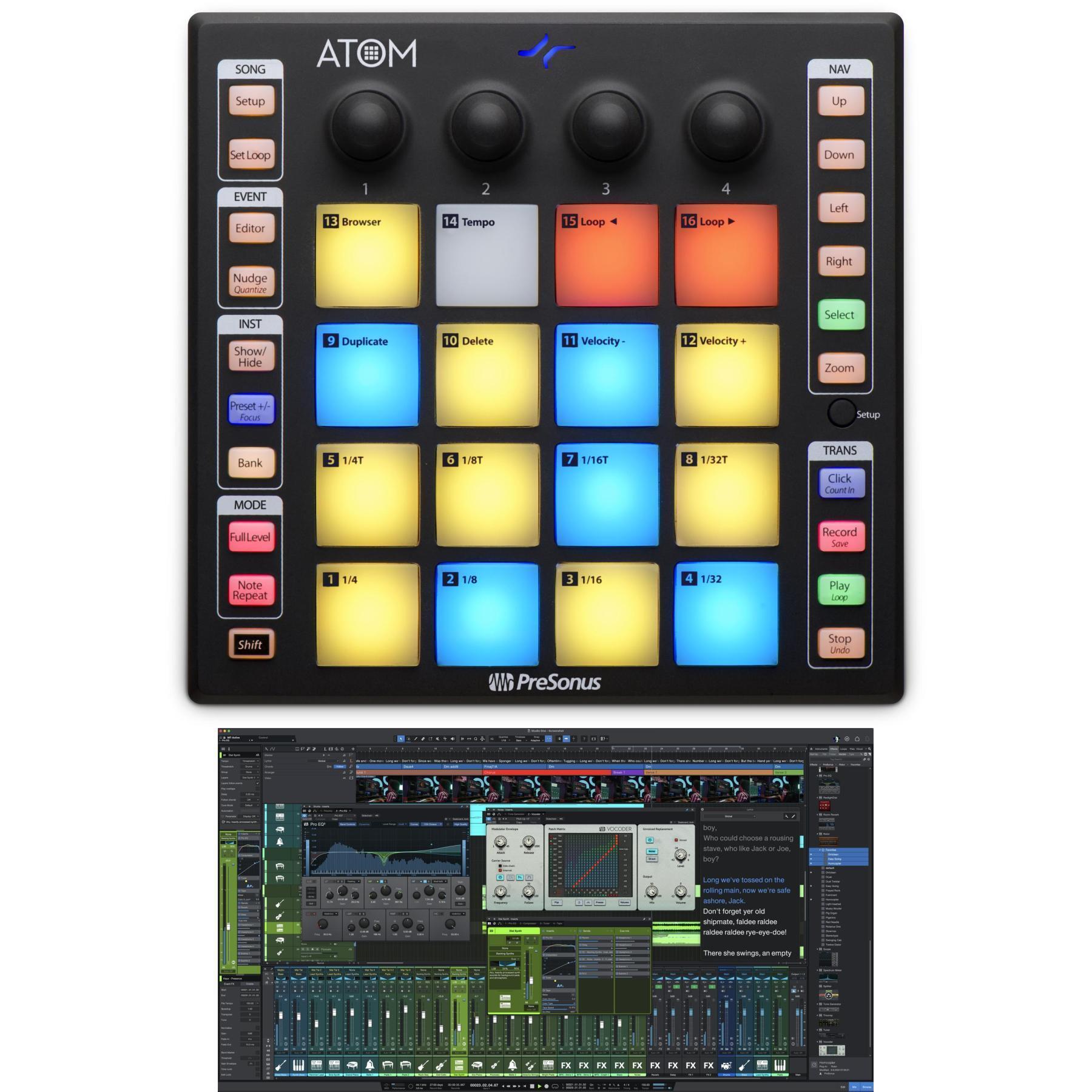 PreSonus ATOM 16-pad Performance Controller with Studio One 6 Professional