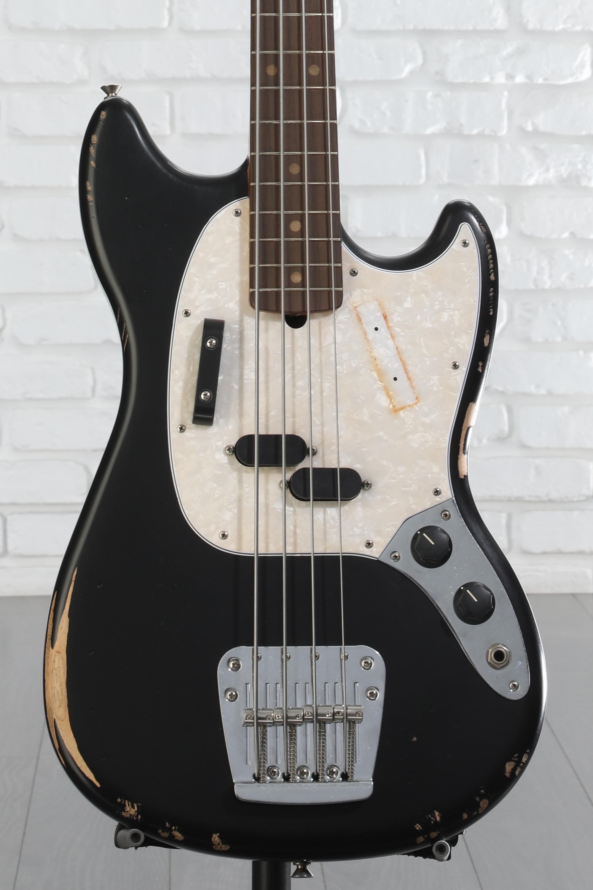 Fender JMJ Road Worn Mustang Bass - Black | Sweetwater