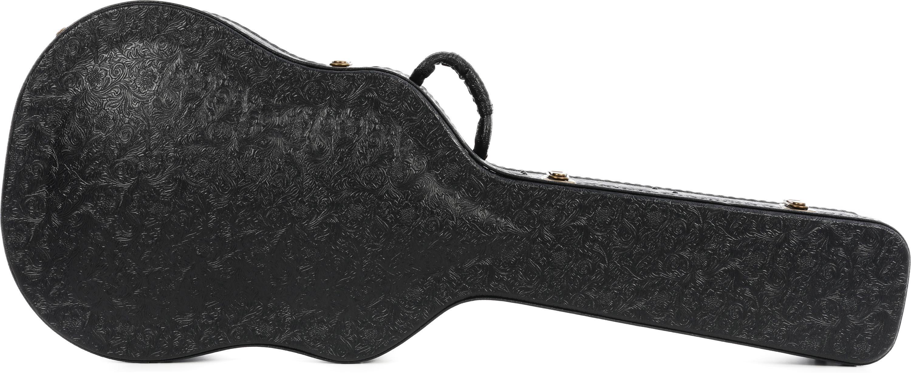 Photo of Luna Tooled Leather Dreadnought/Concert Hard Case - Black/Black