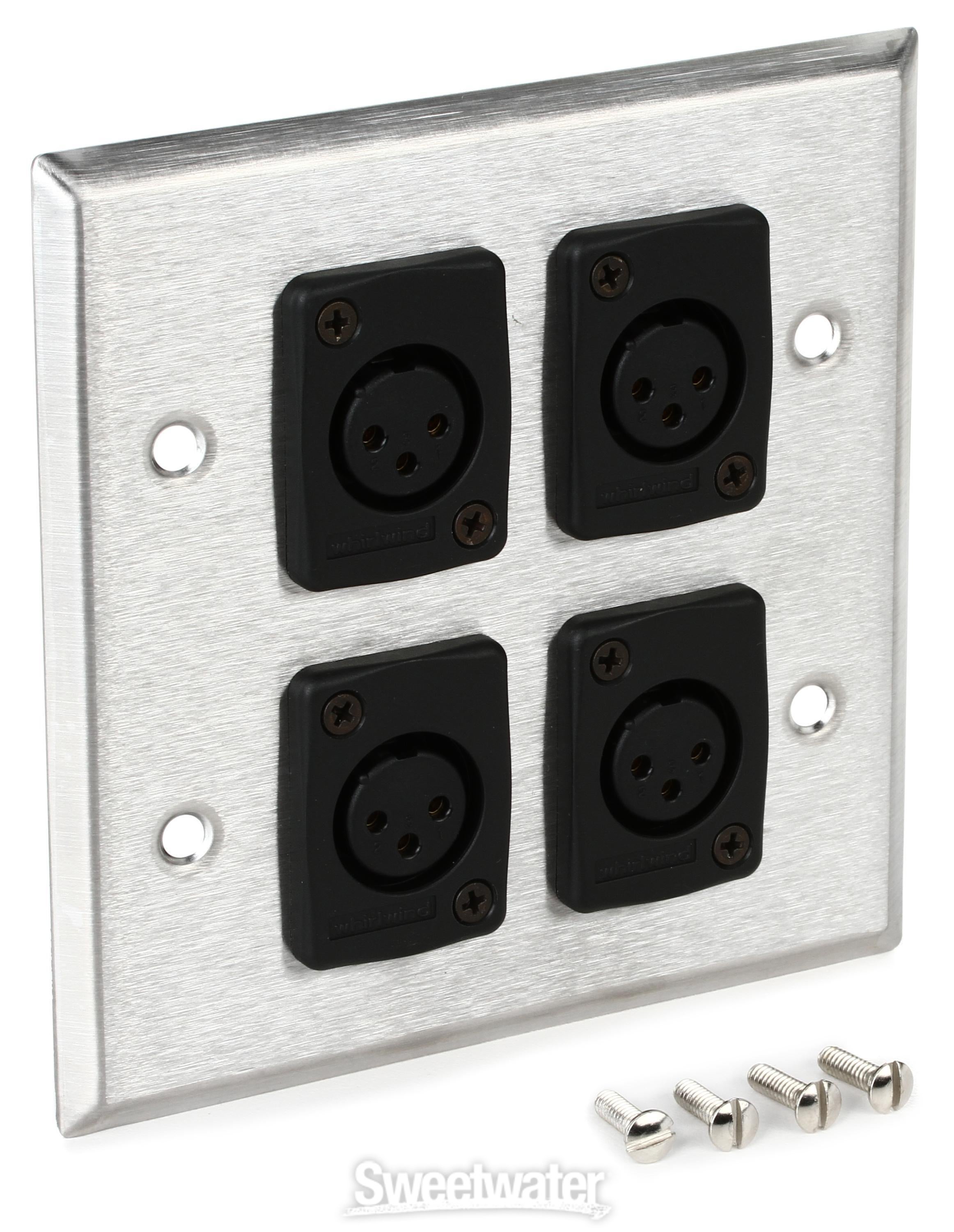 Whirlwind WP2/4FW Dual Gang Stainless Steel Wall Plate with 4 XLR