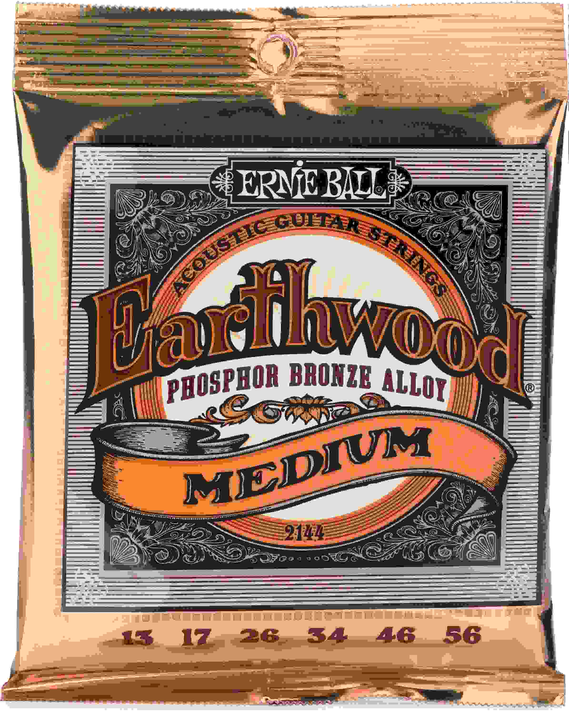 Ernie Ball 2144 Earthwood Phosphor Bronze Acoustic Guitar Strings - .013-.056 Medium