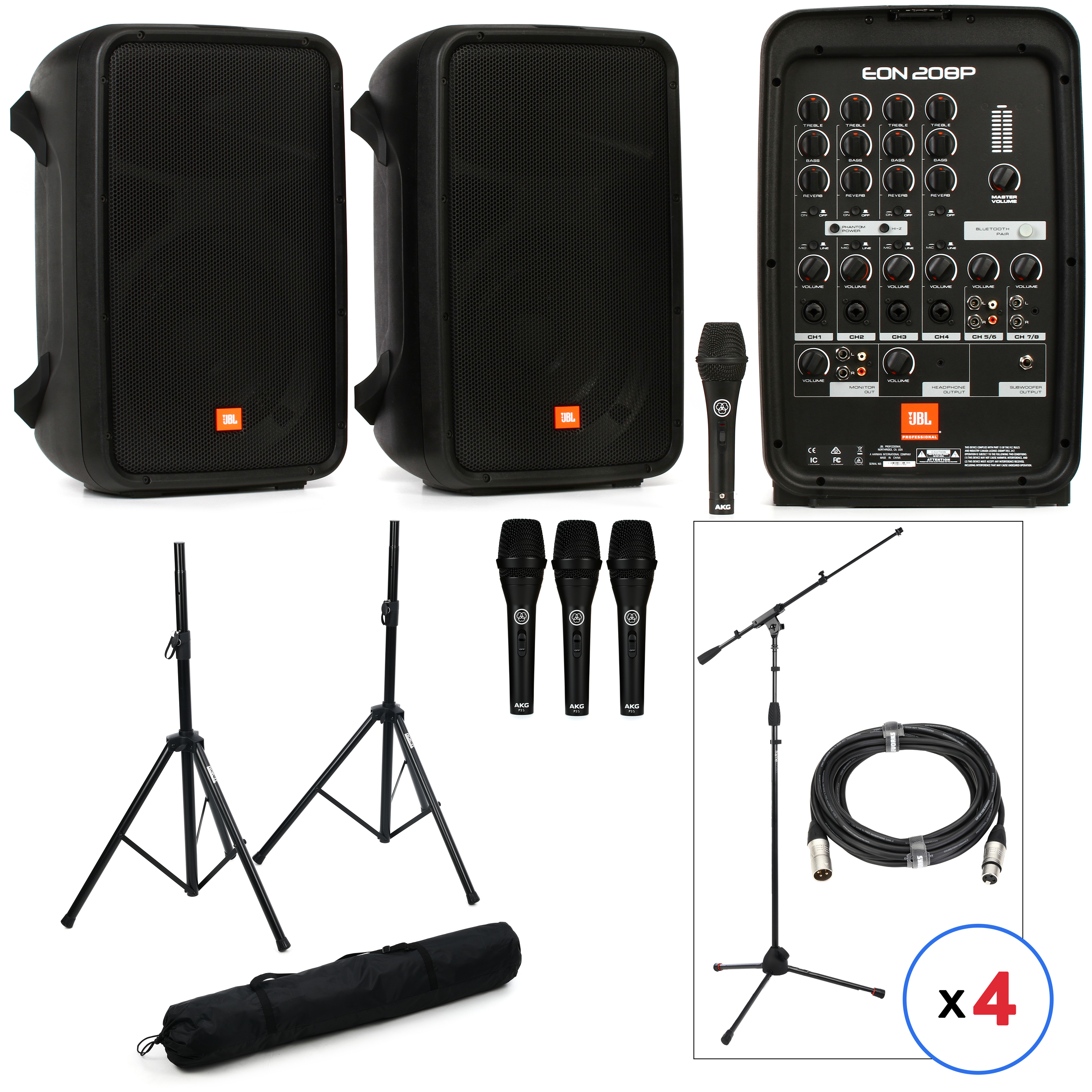 JBL EON208P 4 Performer Portable PA System Bundle | Sweetwater