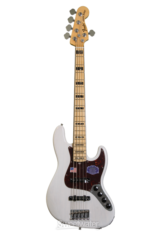 Fender American Deluxe J Bass V - White Blonde | Sweetwater