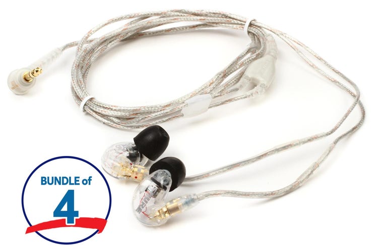 Shure SE215-CL Sound-isolating Earphones - 4-pack, Clear