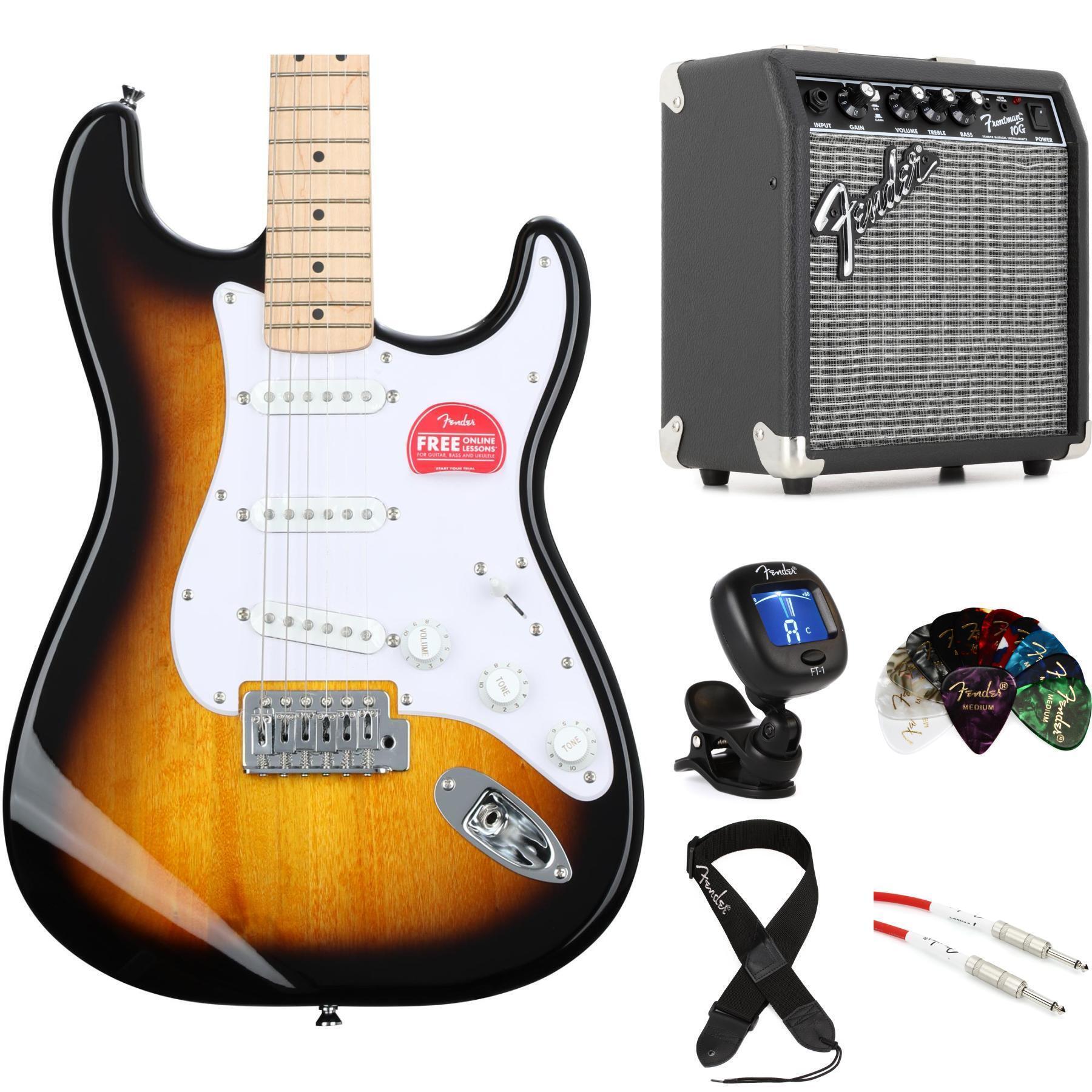 Squier Sonic Stratocaster Electric Guitar and Fender Amp Bundle - 2-color  Sunburst | Sweetwater