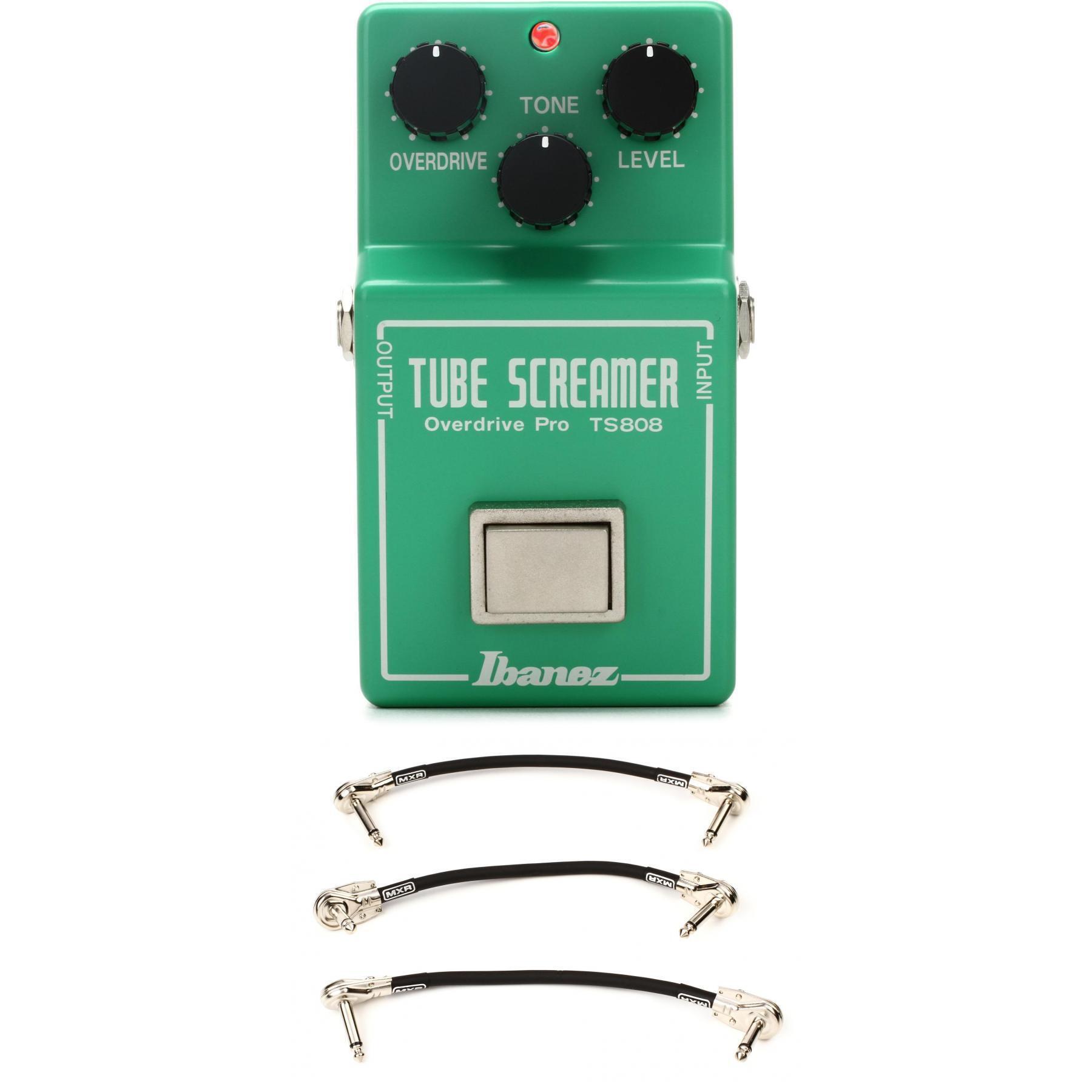Ibanez TS808 Original Tube Screamer Overdrive Pedal with 3 Patch Cables