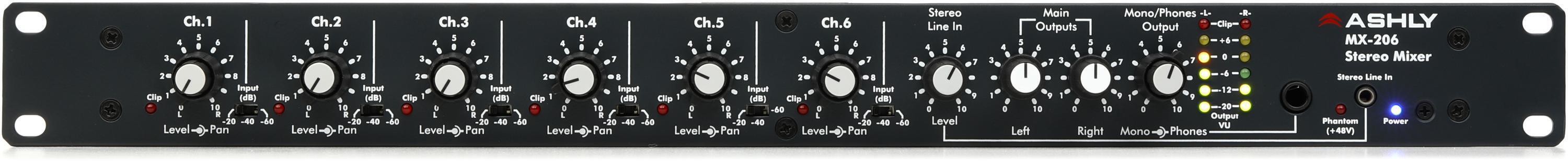 Ashly ASHLY XR-1001チャンネル・デバイダー Ashly MX-206 6-channel Stereo Microphone Mixer | Sweetwater