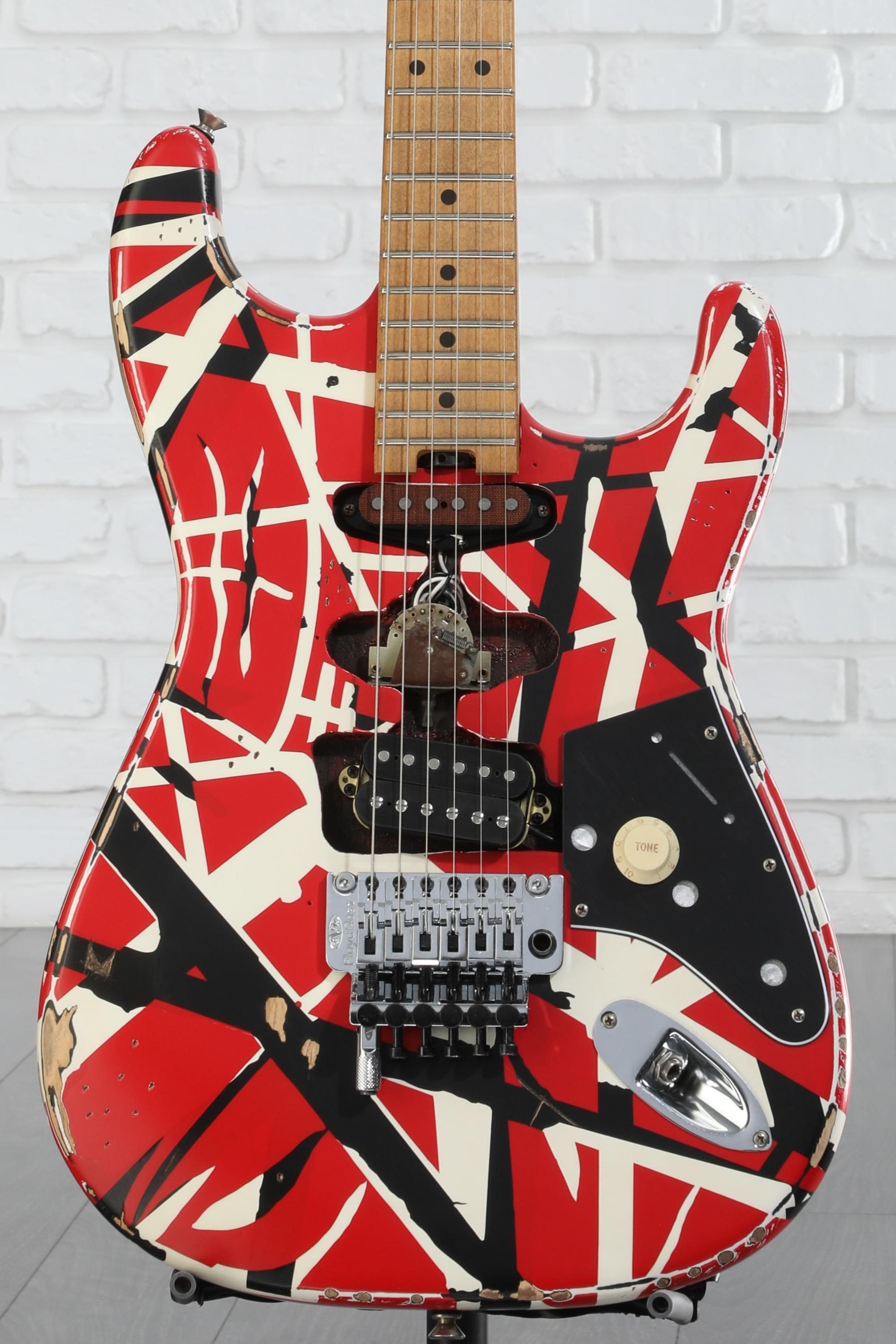 EVH Striped Series Frankenstein Relic - Red/Black/White