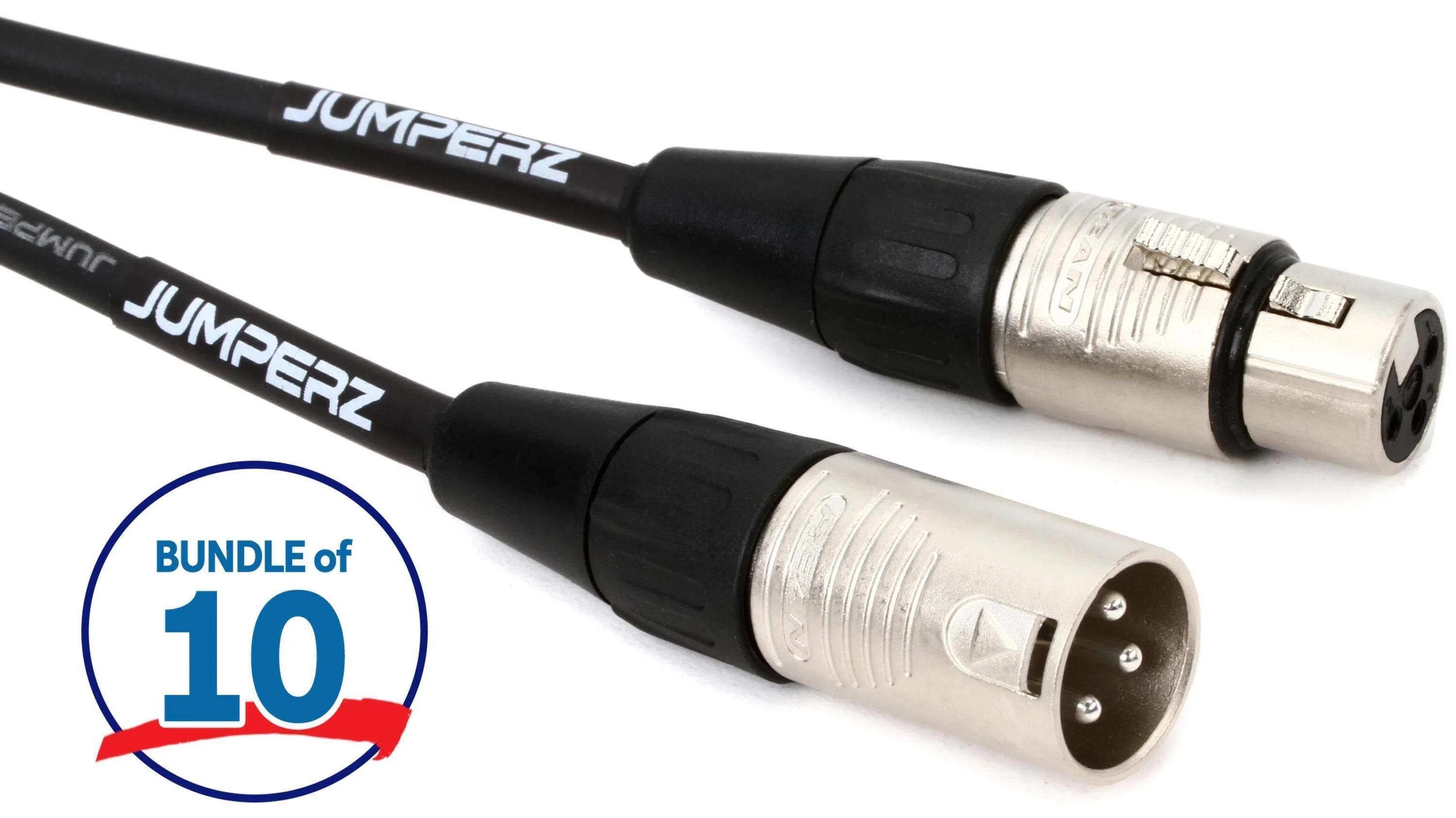 Photo of JUMPERZ JBM Blue Line Microphone Cable - 1 foot (10-pack)