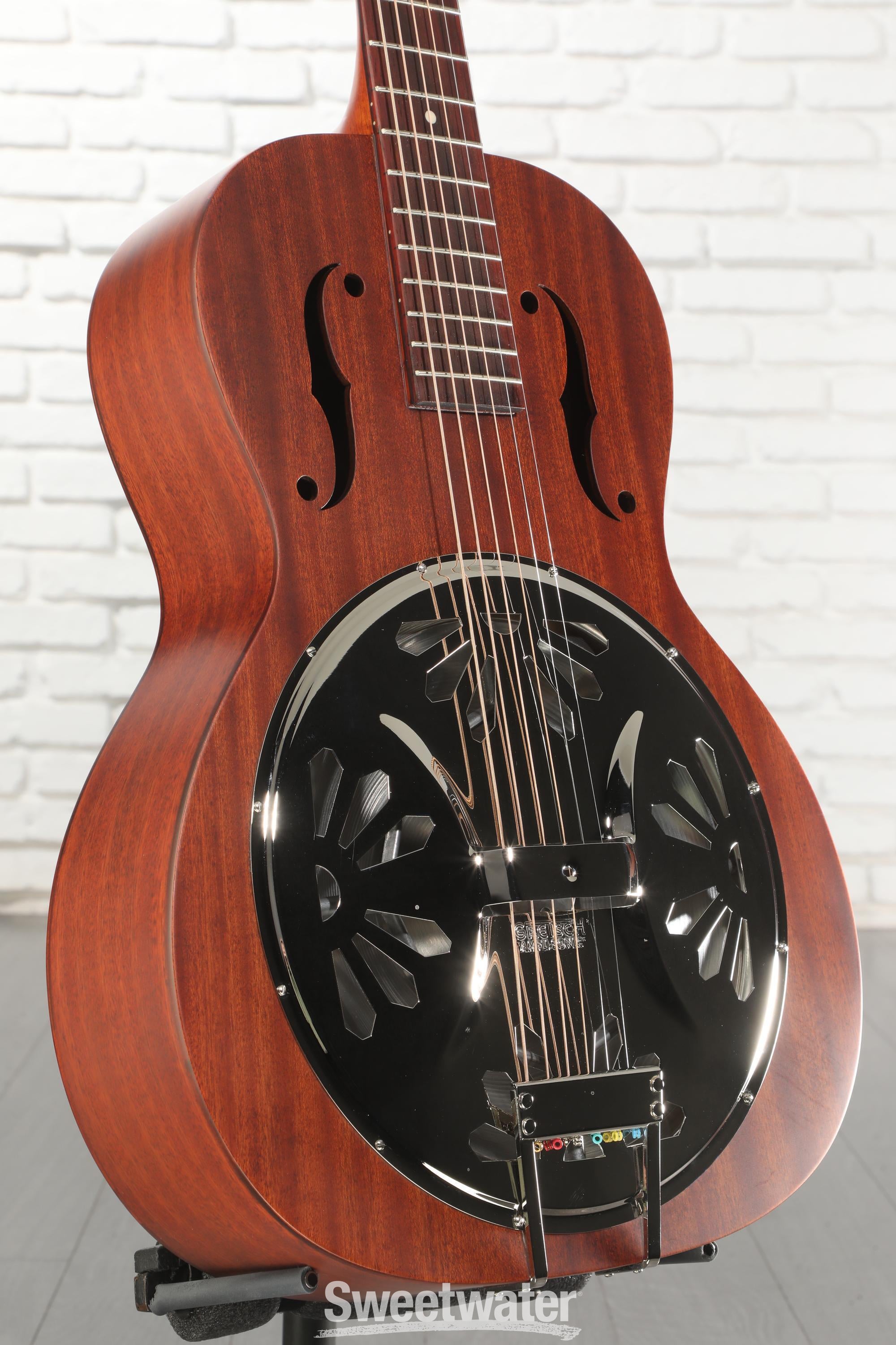 Photo of Gretsch G9200 Boxcar Round-neck, Mahogany Body Resonator - Natural, Padauk Fingerboard