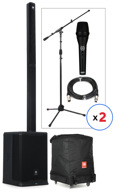 JBL PRX ONE Powered Column PA Speaker Duo Performer Bundle