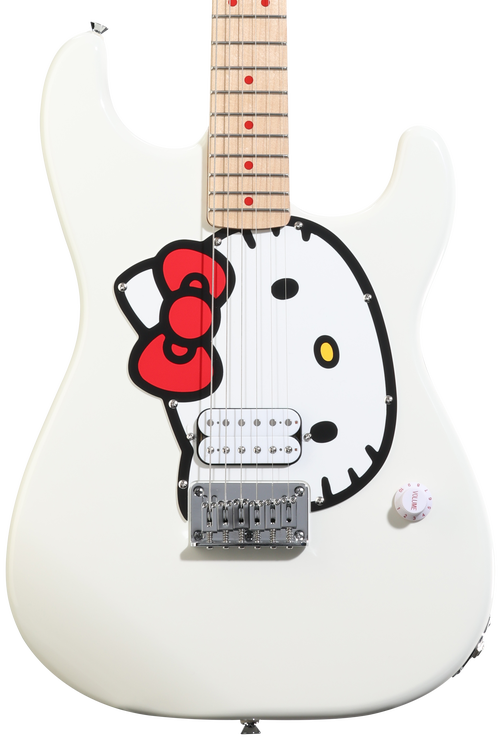 Squier Hello Kitty Stratocaster ハローキティ Squier x Hello Kitty Stratocaster Electric Guitar - White | Sweetwater