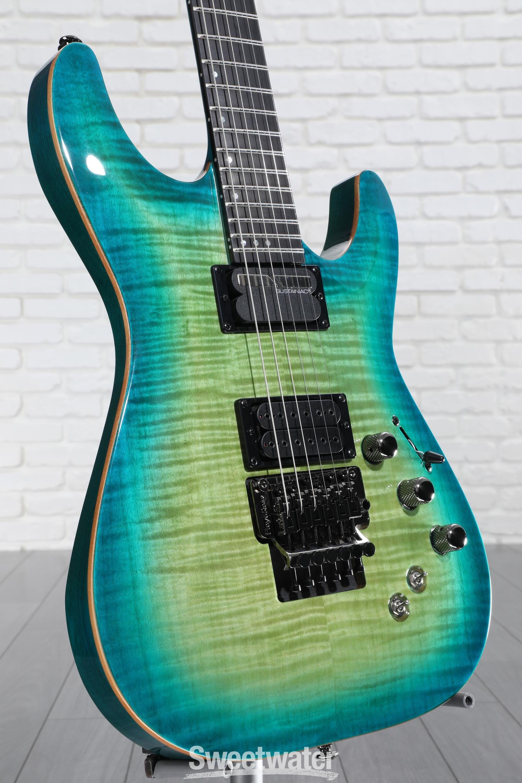 ギター SCHECTER BLACKJACK SLS C-1 FR Sustainiac Schecter BlackJack SLS C-1 FR-S Electric Guitar - Aquaburst