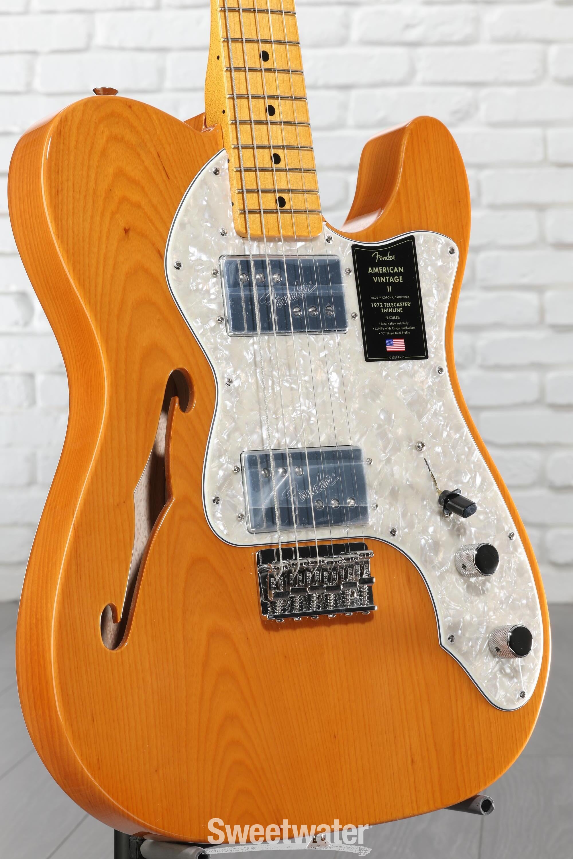Photo of Fender American Vintage II 1972 Telecaster Thinline Electric Guitar - Aged Natural