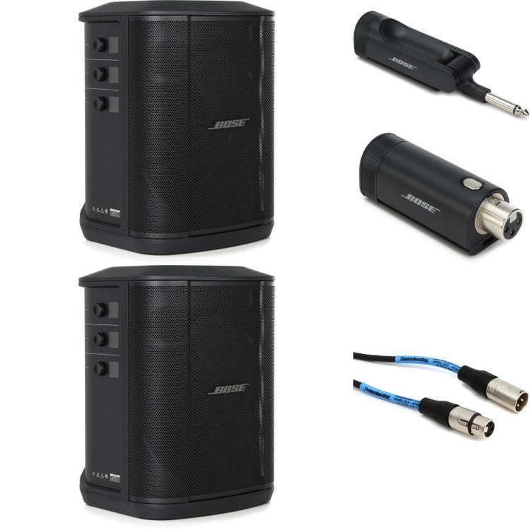Bose S1 Pro+ Multi-position PA System Pair with Wireless Mic and Instrument  Transmitters