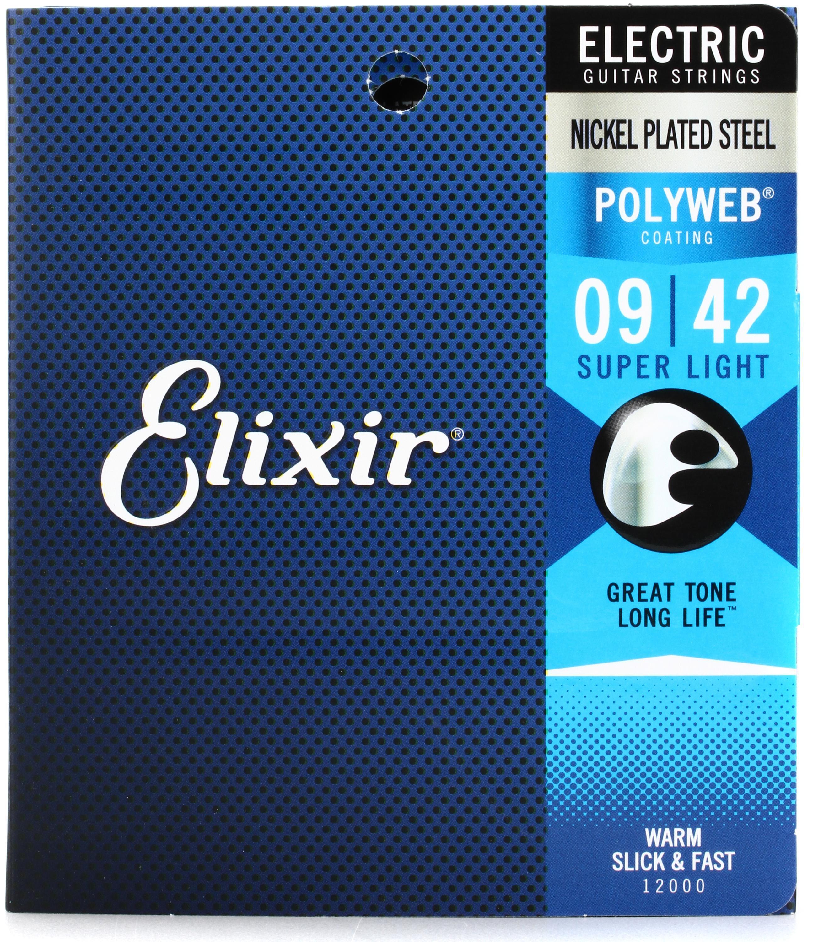 Bundled Item: Elixir Strings 12000 Polyweb Electric Guitar Strings - .009-.042 Super Light