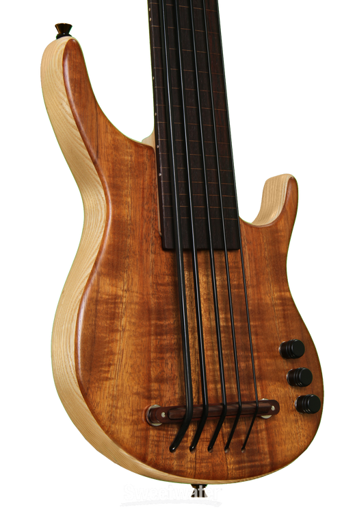 Kala U Bass Exotic Custom Solid-Body U-Bass - Figured Koa Top, 5