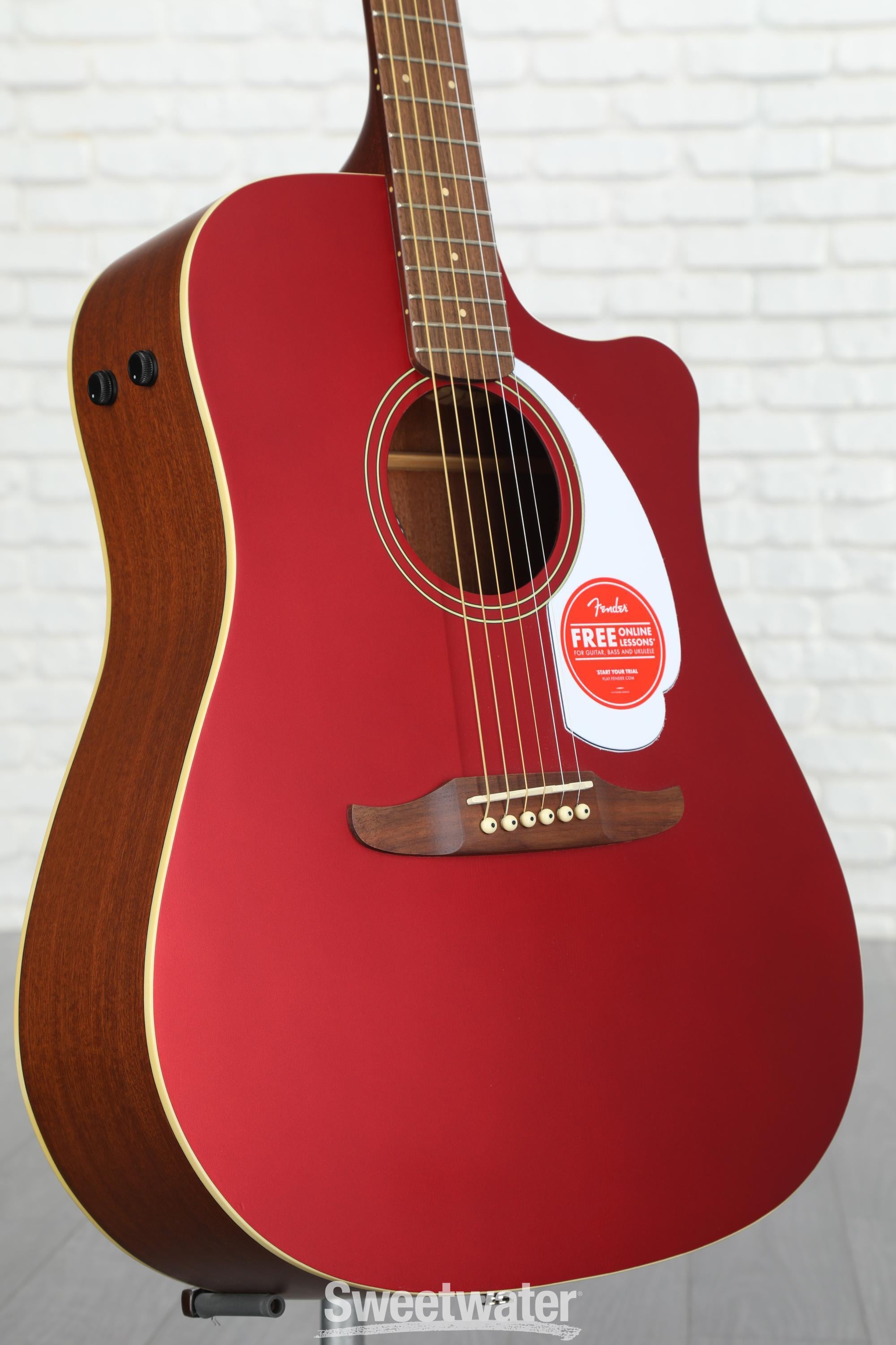 Fender Redondo Player Acoustic-electric Guitar - Candy Apple Red |  Sweetwater