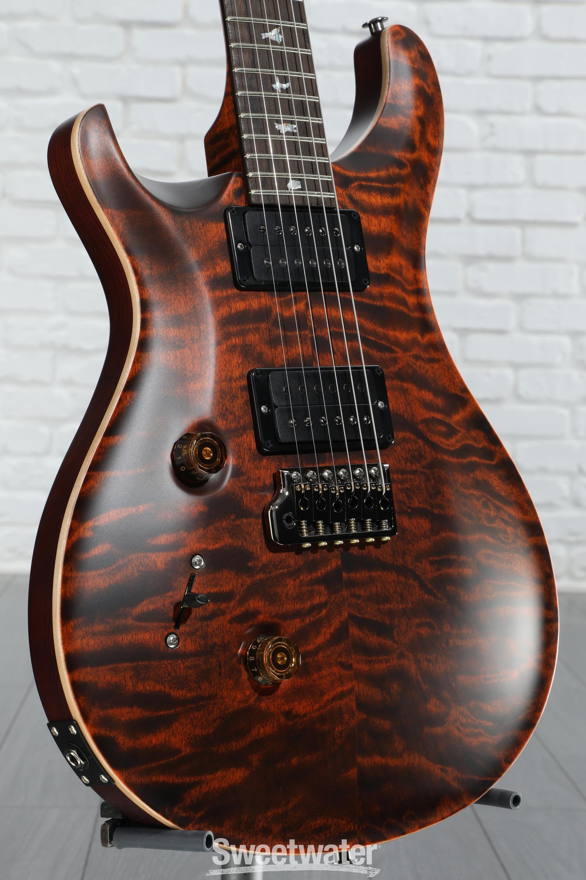 Photo of PRS Wood Library Custom 24 Left-handed 10-Top Electric Guitar - Orange Tiger