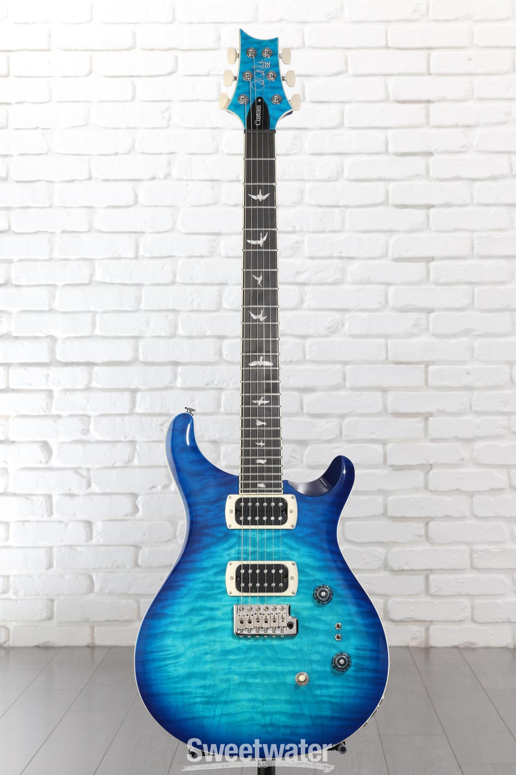 PRS SE Custom 24-08 Quilt Electric Guitar - Lake Blue | Sweetwater