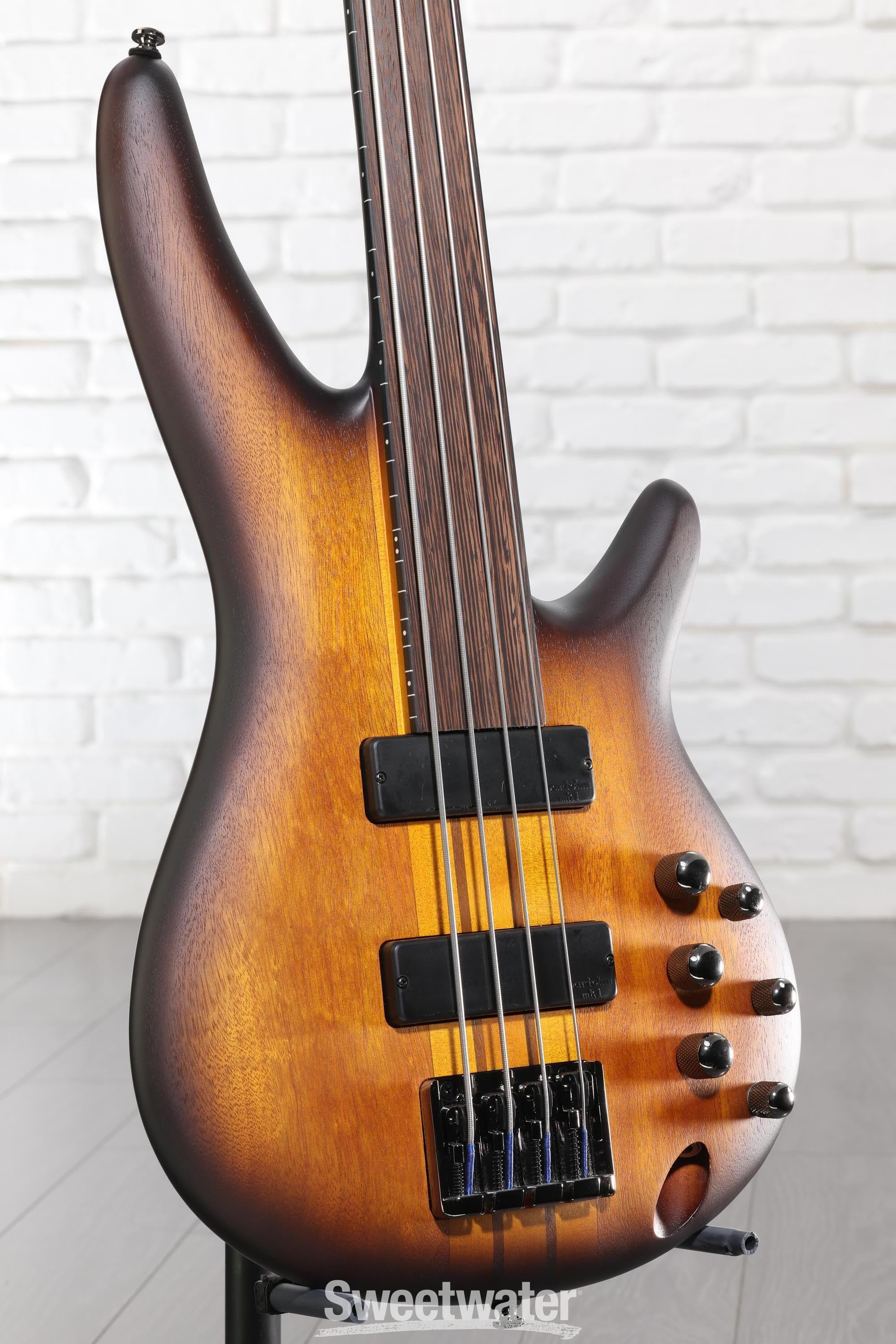 Photo of Ibanez Bass Workshop SRF700 Fretless Bass Guitar - Brown Burst Flat