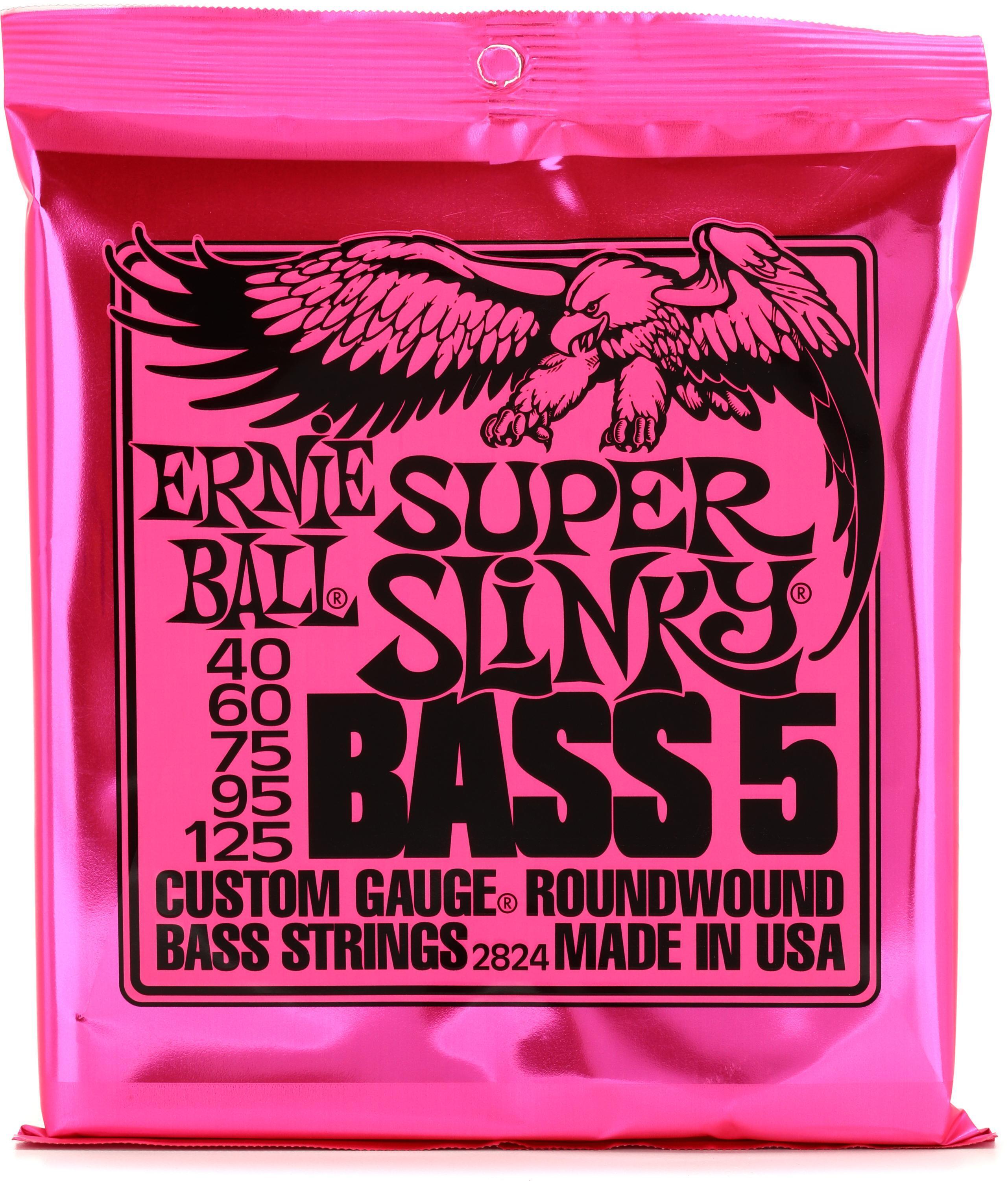 Ernie Ball 2824 Super Slinky Nickel Wound Electric Bass Guitar Strings -  .040-.125 5-string