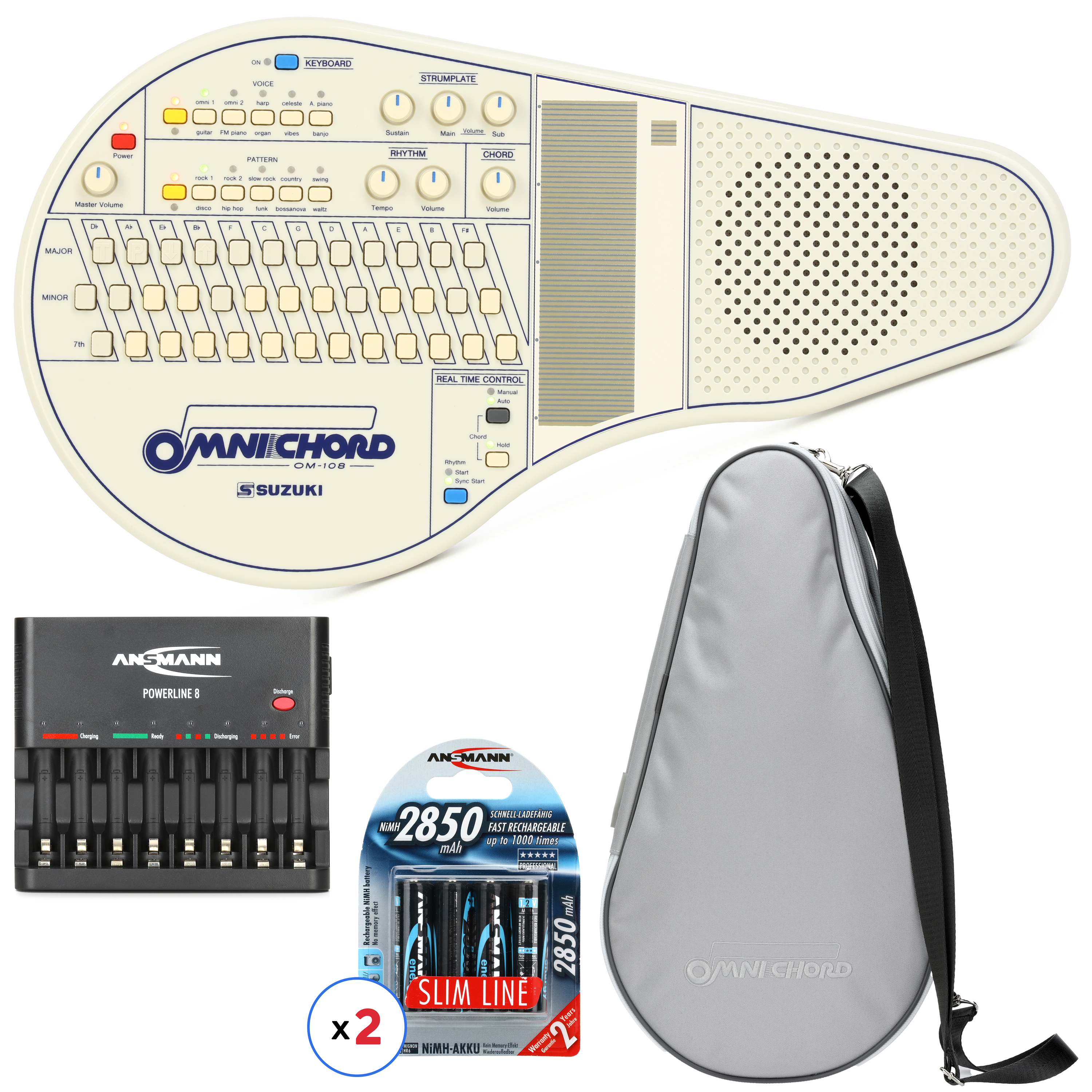 Suzuki Omnichord OM-108 with Rechargable Batteries and Case