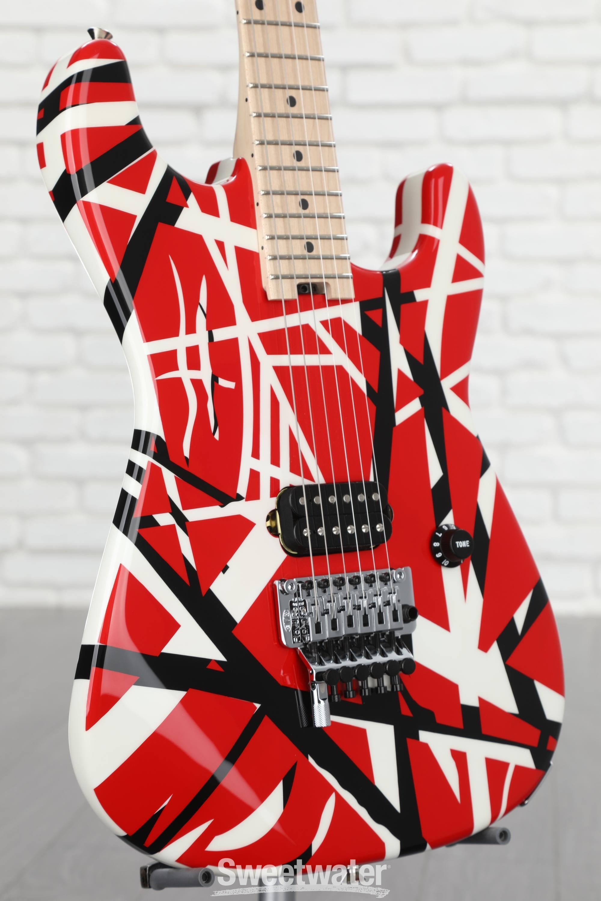 EVH Striped Series Electric Guitar Red with Black Stripes