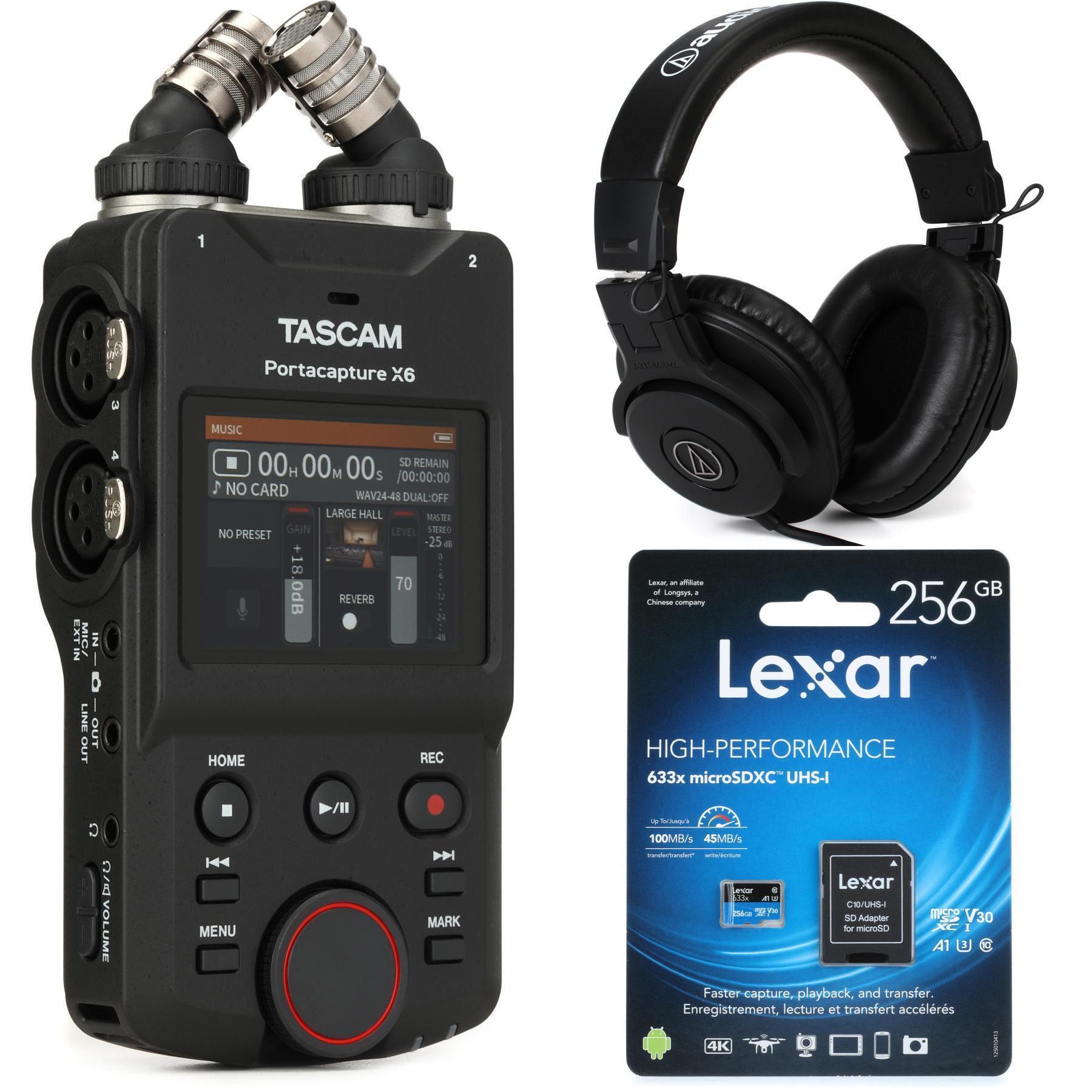 TASCAM Portacapture X6 High Resolution Adaptive Multi-recorder Portable  Podcast Bundle