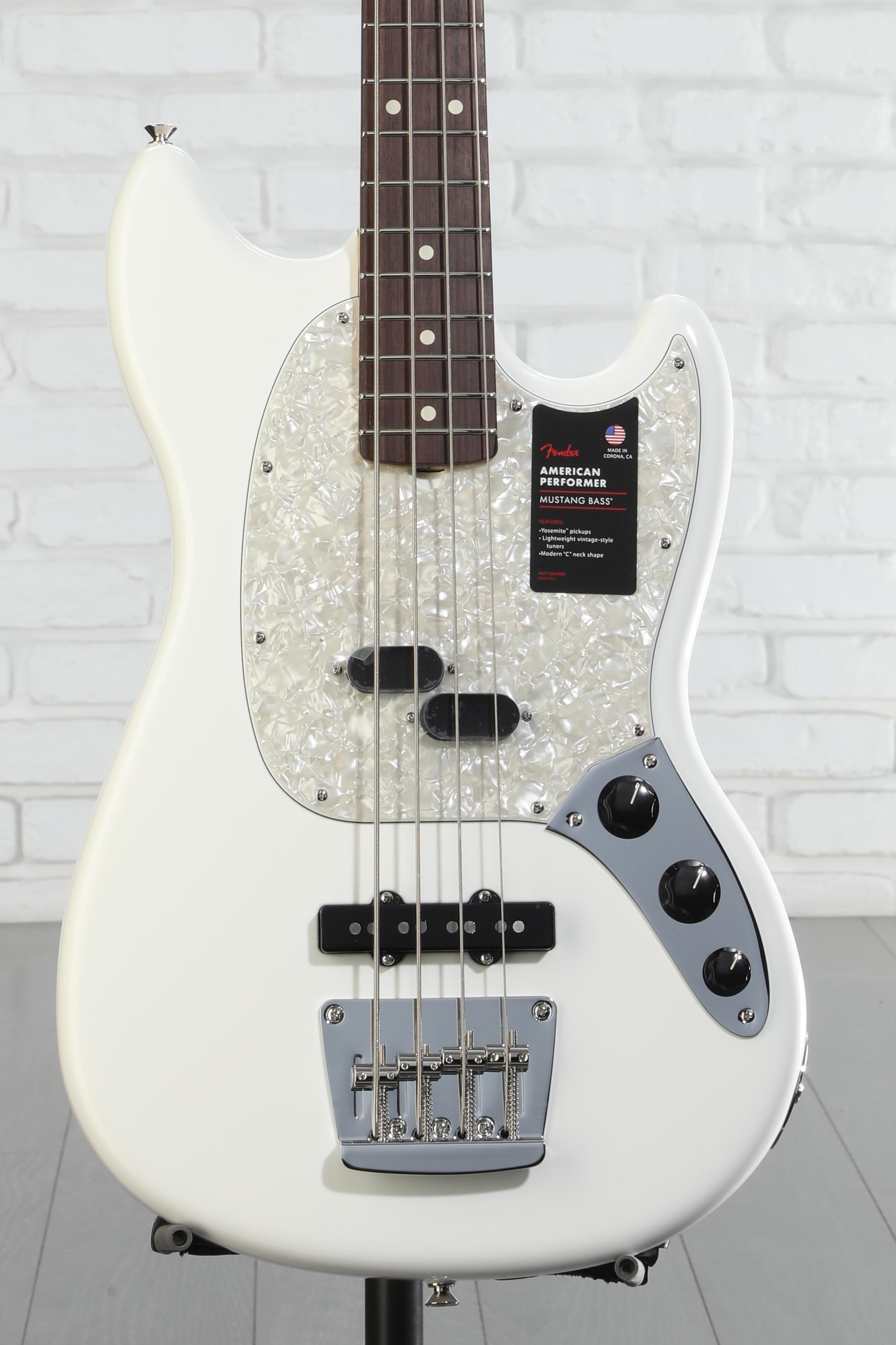 ベース Fender American Performer Mustang Bass Fender American Performer Mustang Bass - Arctic White with