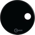 Photo of Aquarian Regulator Ported Black Gloss Bass Drumhead - 22 inch - with 4 3/4 inch Offset Port Hole
