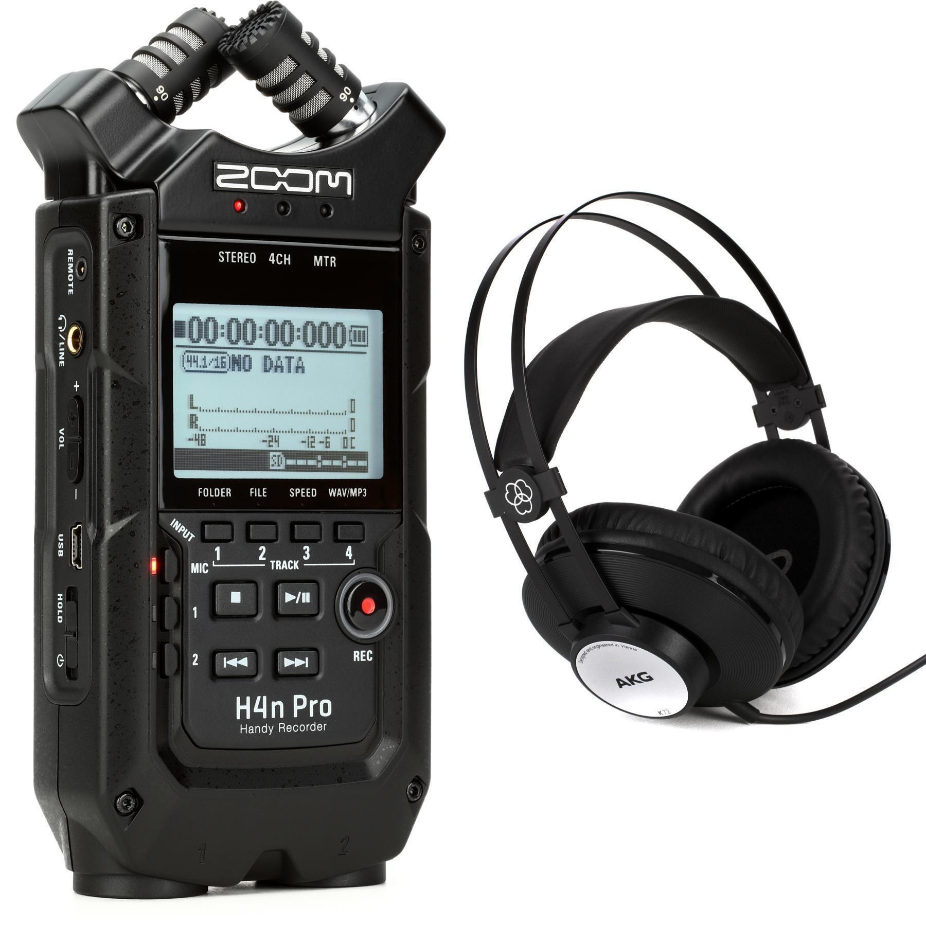 Zoom H4n Pro Handy Recorder and Headphones - Black | Sweetwater