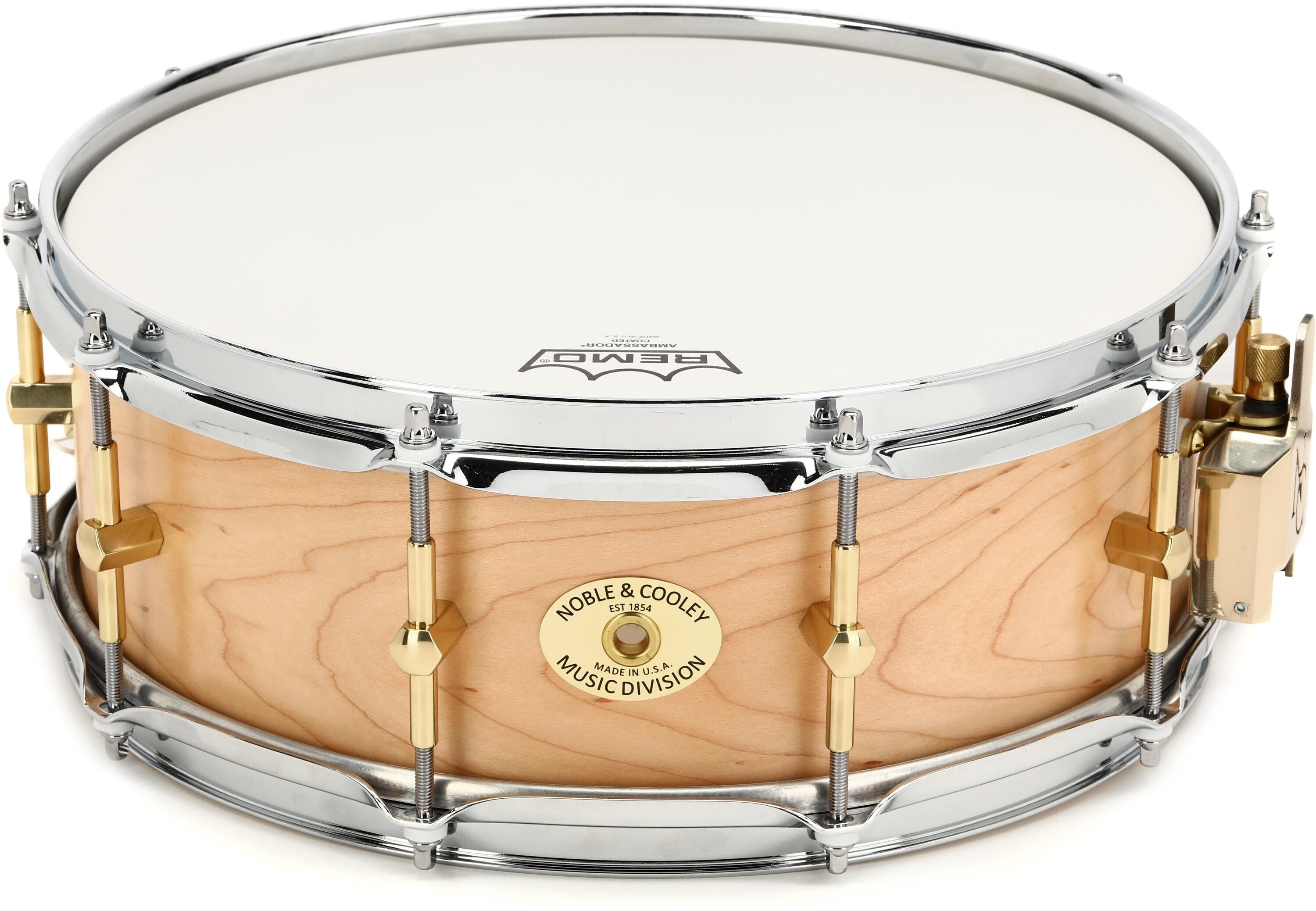 Noble & Cooley Solid Shell Maple Snare Drum - 5 x 14-inch - Natural Satin  with Brass Hardware