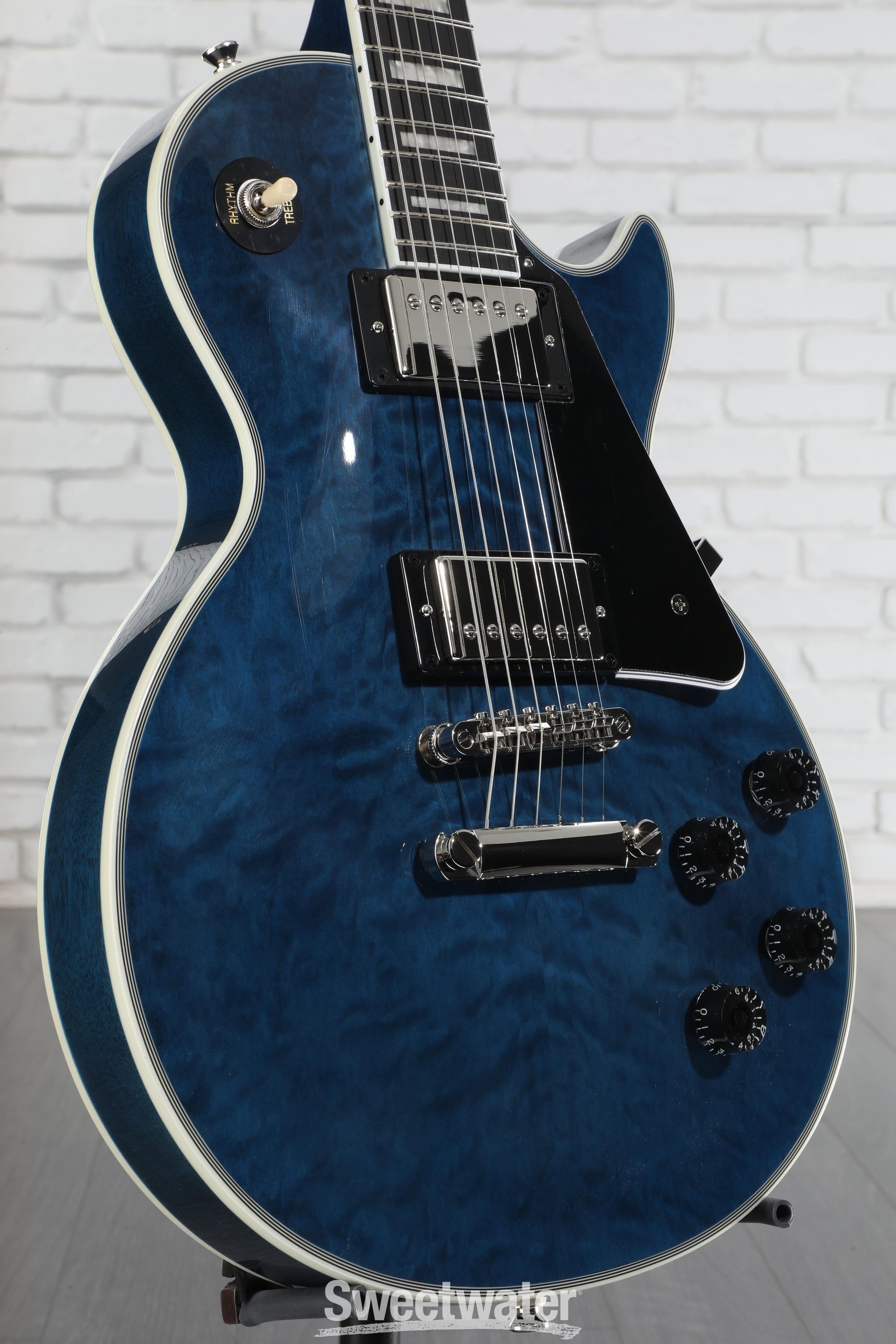 ギター Epiphone Les Paul Quilt Viper Blue Epiphone Les Paul Custom Quilt in Viper Blue w/Premium