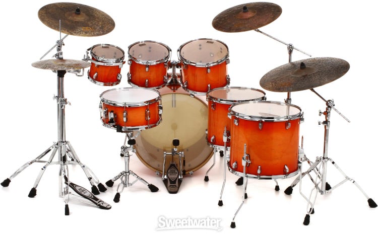 Tama Superstar Classic CL72S 7-piece Shell Pack with Snare Drum - Tangerine Lacquer Burst
