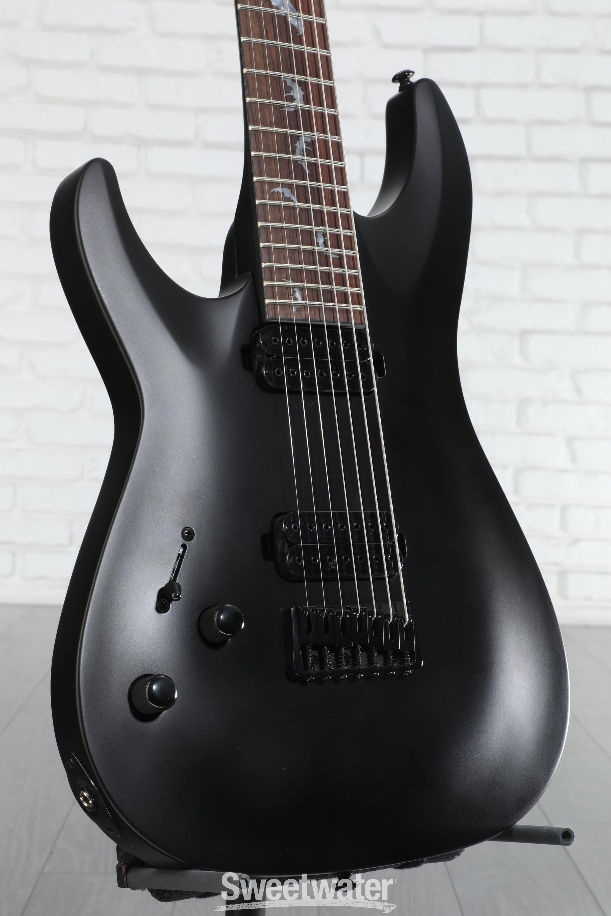 Schecter Damien-7 SBK Left-handed Electric Guitar - Satin Black